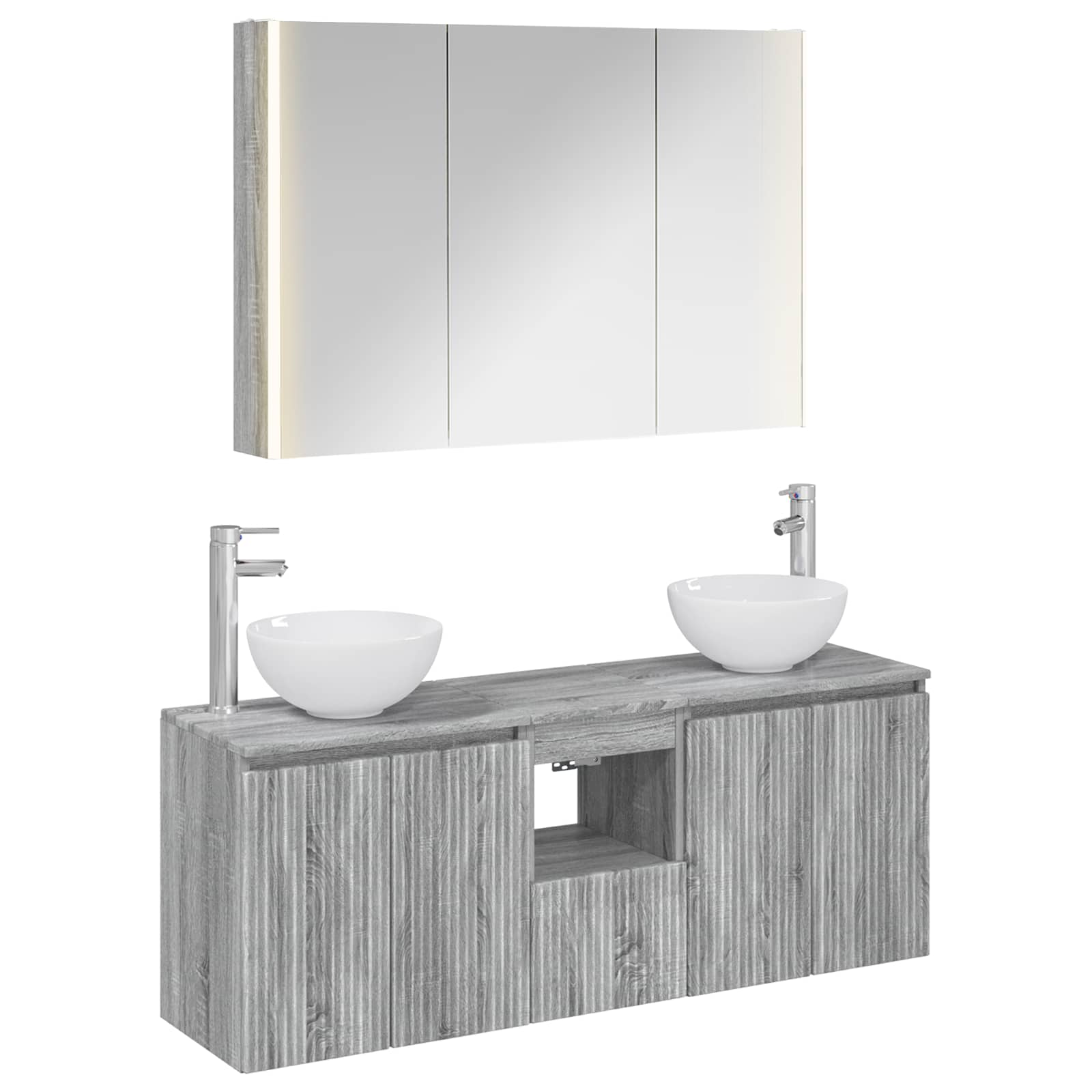 vidaXL Badkamerkastenset 4 pcs Wit 103,5 x 15,5 x 70 cm Bewerkt hout