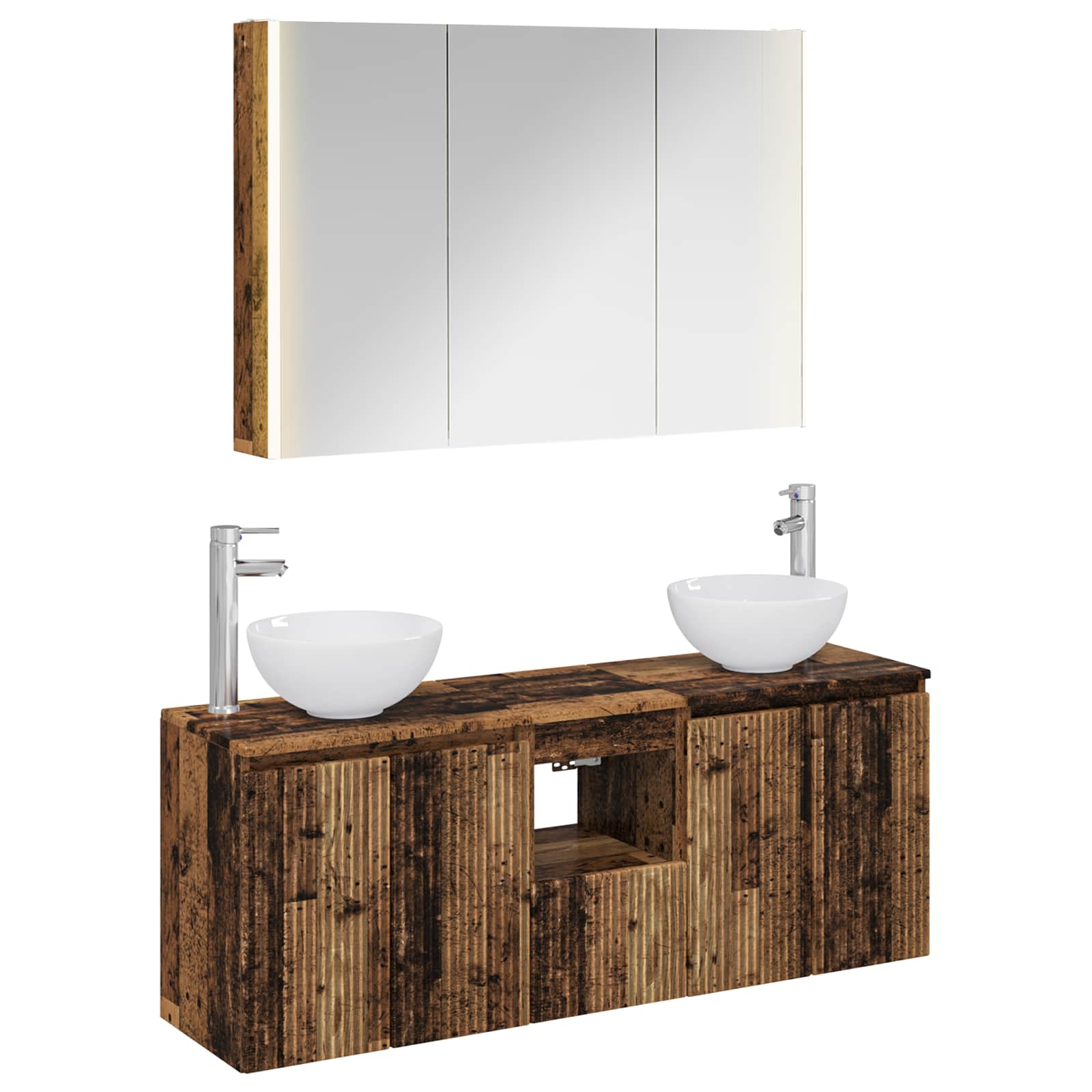 vidaXL Badkamerkastenset 4 pcs Wit 103,5 x 15,5 x 70 cm Bewerkt hout