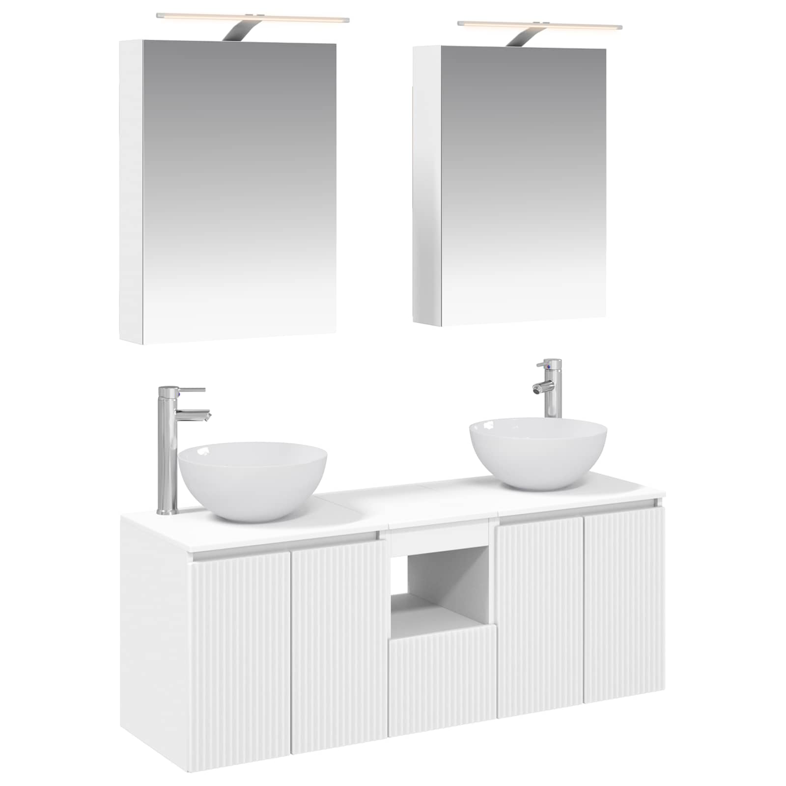 vidaXL Badkamerkastenset 5 pcs Wit 50 x 14,5 x 70 cm Bewerkt hout