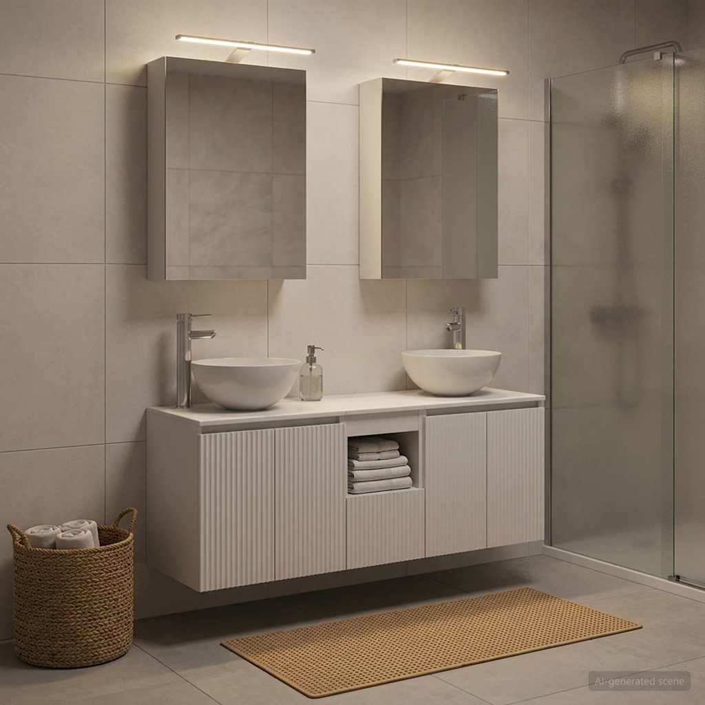 vidaXL Badkamerkastenset 5 pcs Wit 50 x 14,5 x 70 cm Bewerkt hout