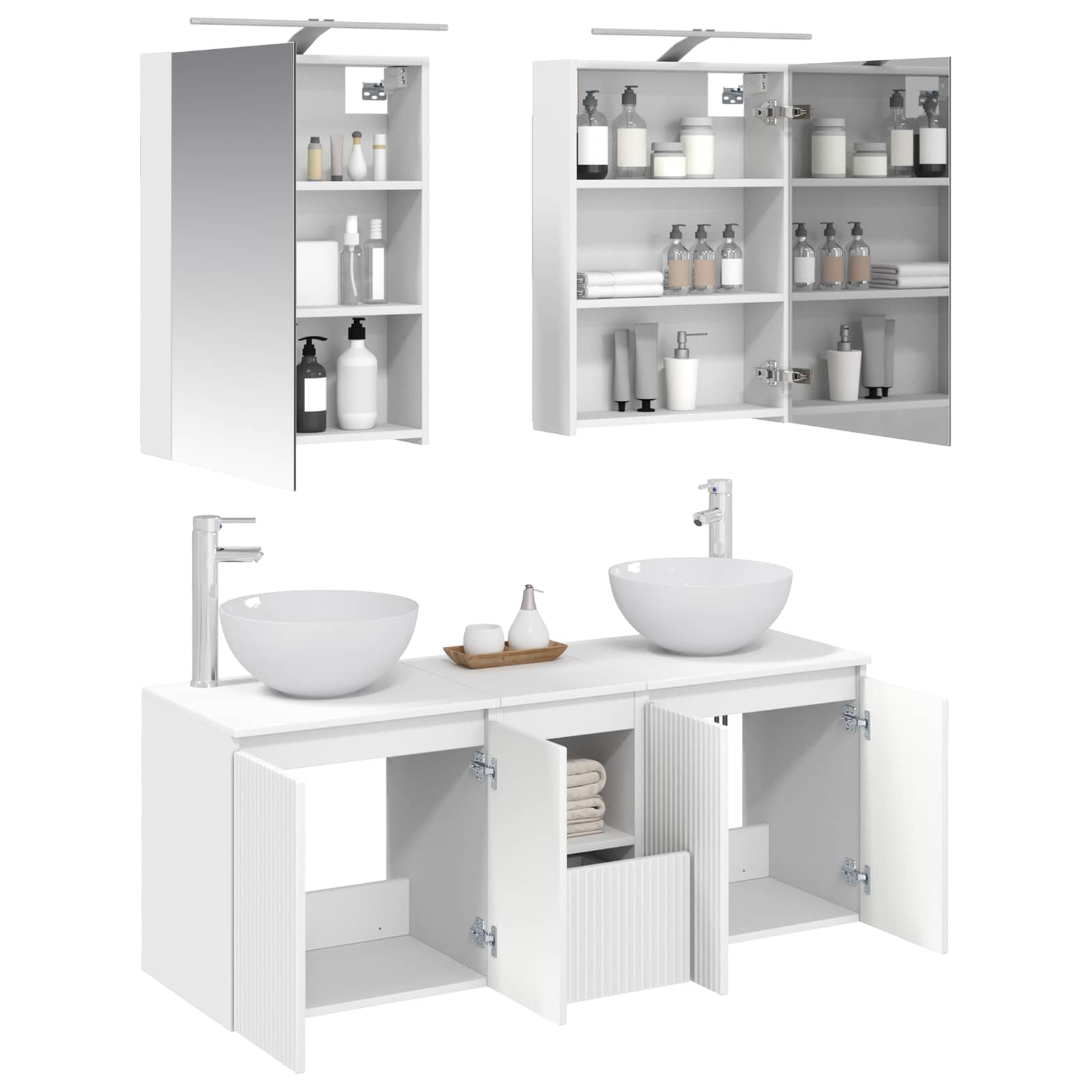 vidaXL Badkamerkastenset 5 pcs Wit 50 x 14,5 x 70 cm Bewerkt hout