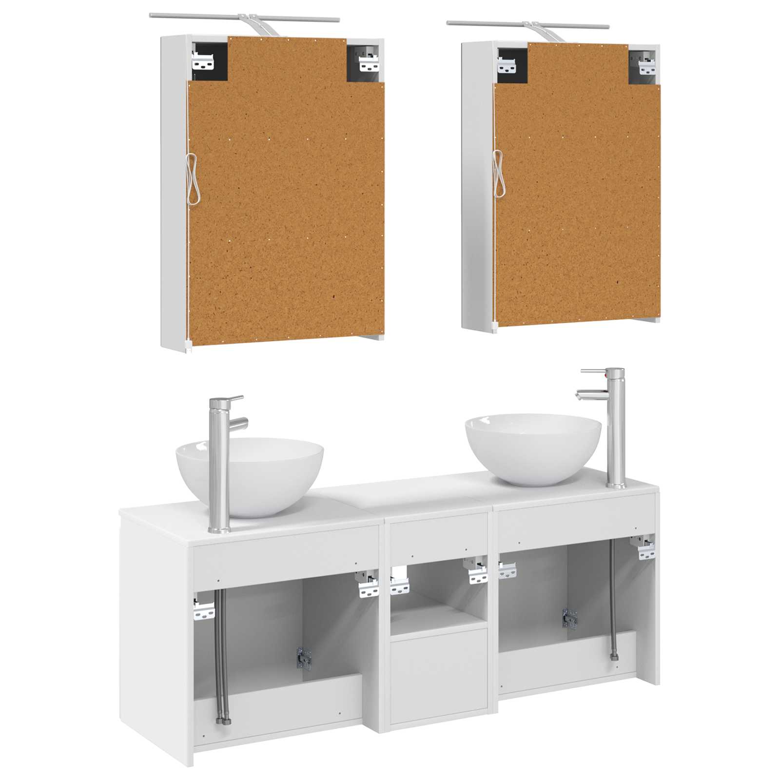 vidaXL Badkamerkastenset 5 pcs Wit 50 x 14,5 x 70 cm Bewerkt hout