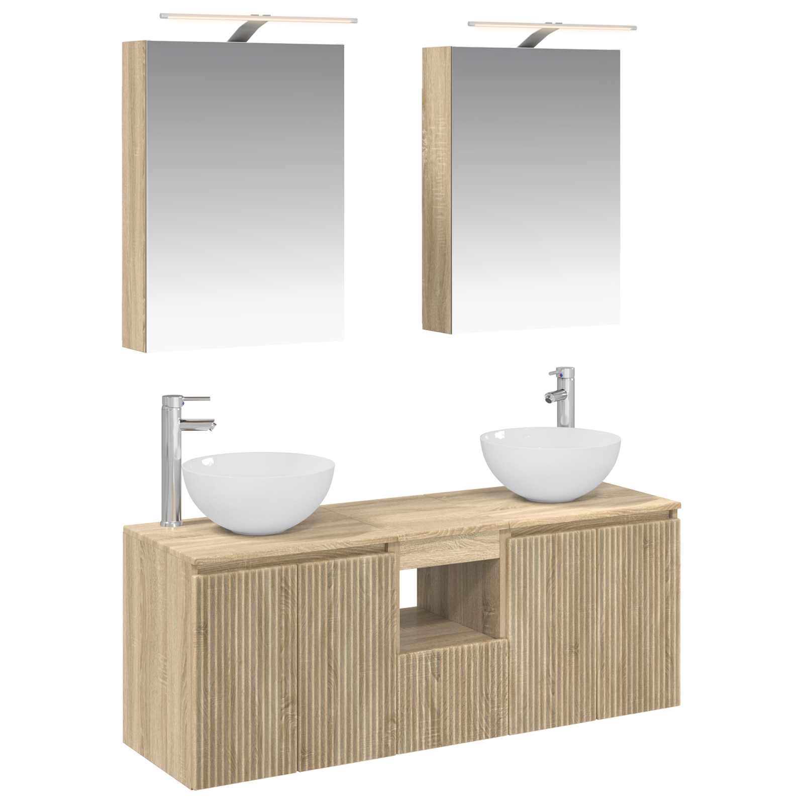 vidaXL Badkamerkastenset 5 pcs Wit 50 x 14,5 x 70 cm Bewerkt hout
