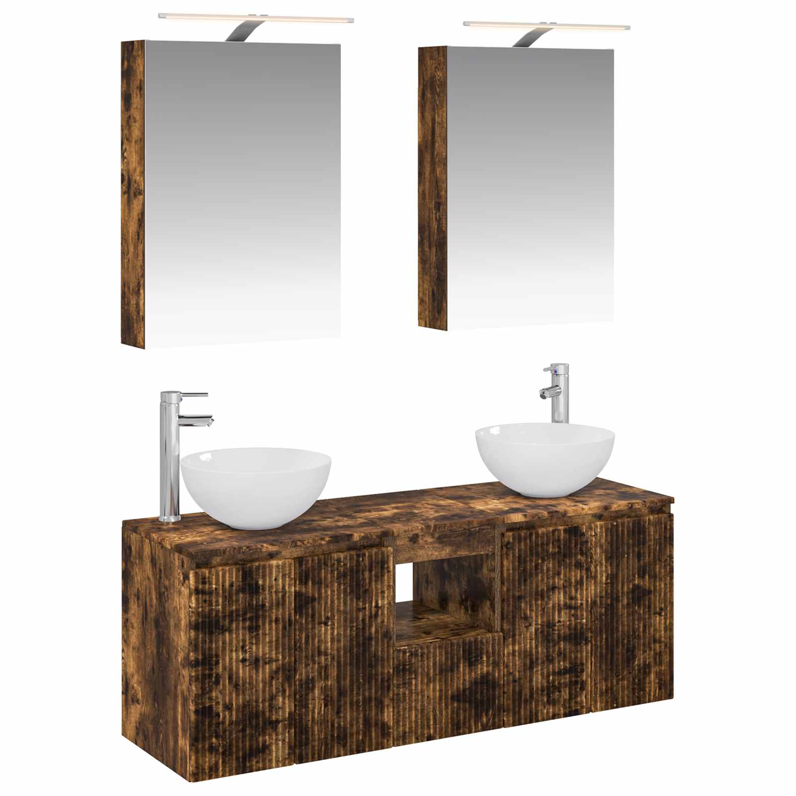 vidaXL Badkamerkastenset 5 pcs Wit 50 x 14,5 x 70 cm Bewerkt hout