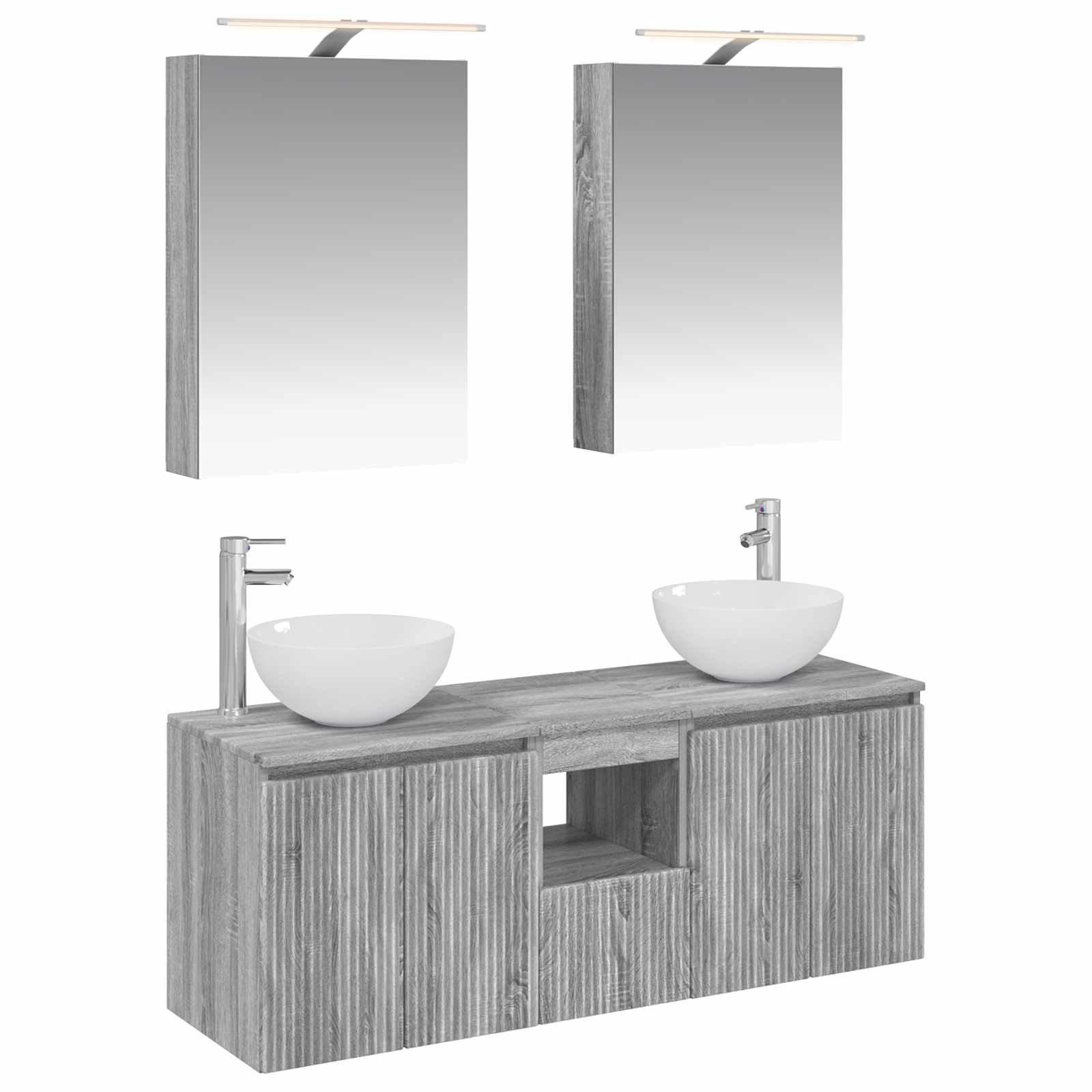 vidaXL Badkamerkastenset 5 pcs Wit 50 x 14,5 x 70 cm Bewerkt hout