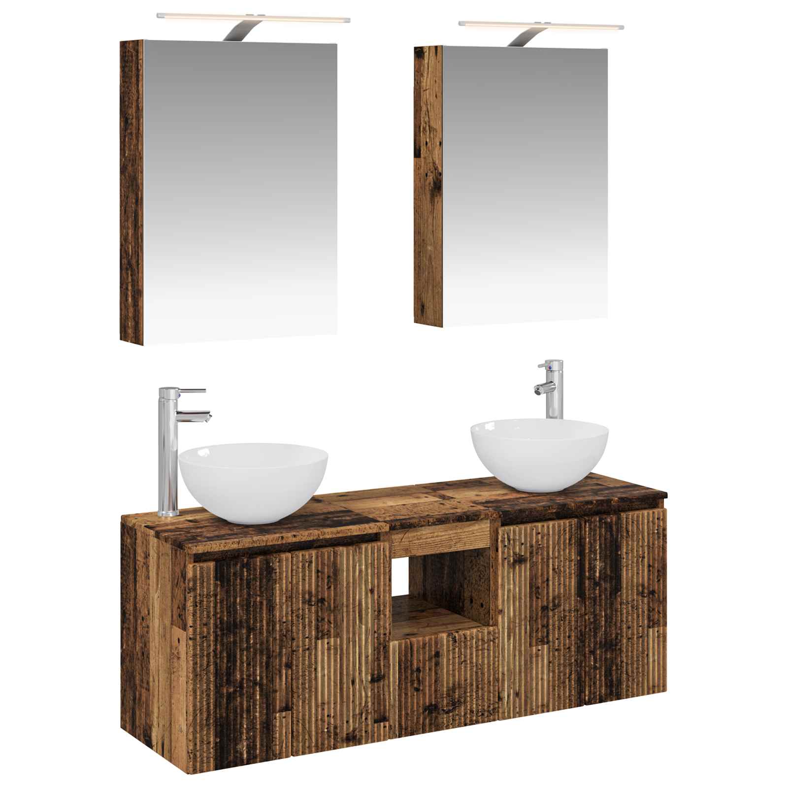 vidaXL Badkamerkastenset 5 pcs Wit 50 x 14,5 x 70 cm Bewerkt hout