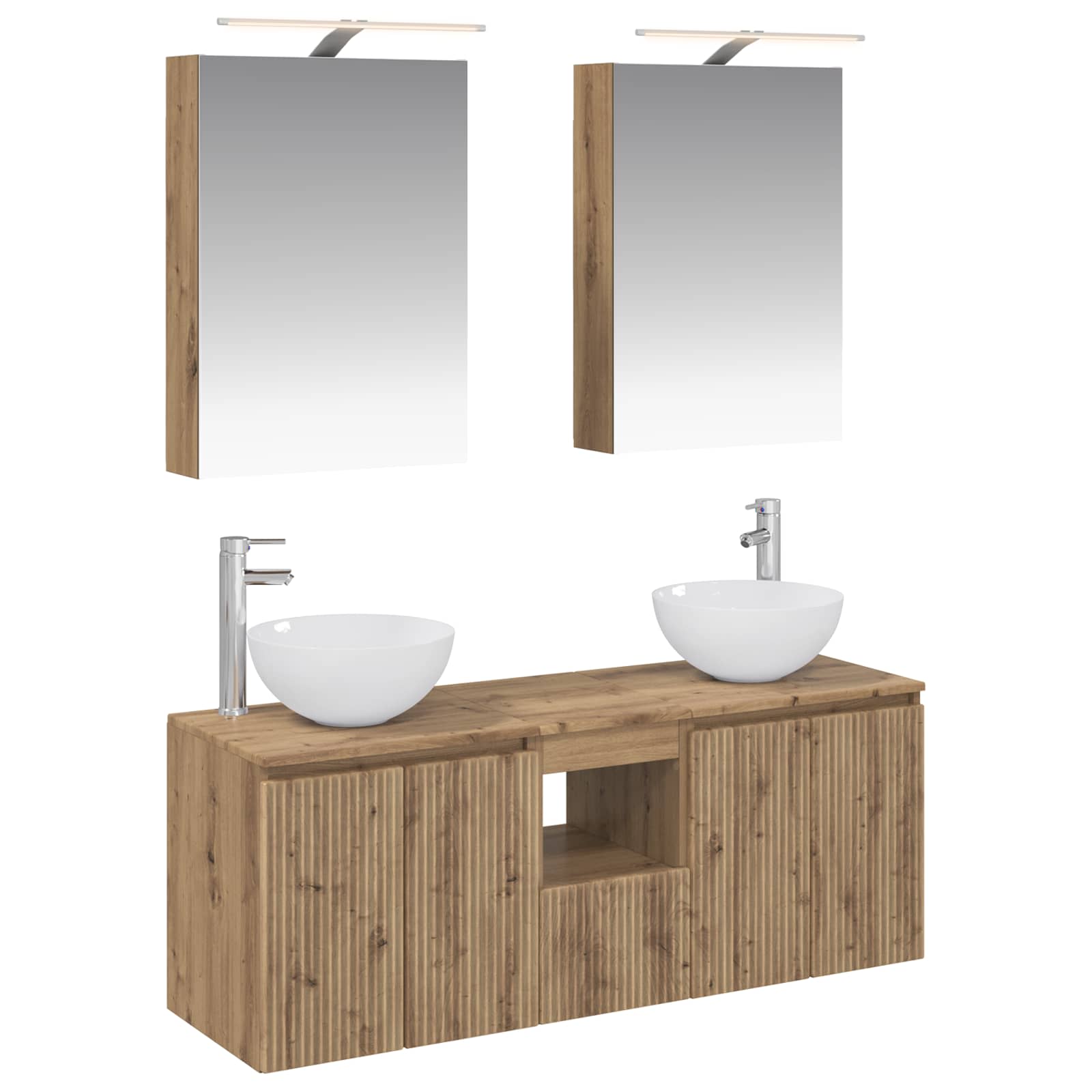 vidaXL Badkamerkastenset 5 pcs Wit 50 x 14,5 x 70 cm Bewerkt hout