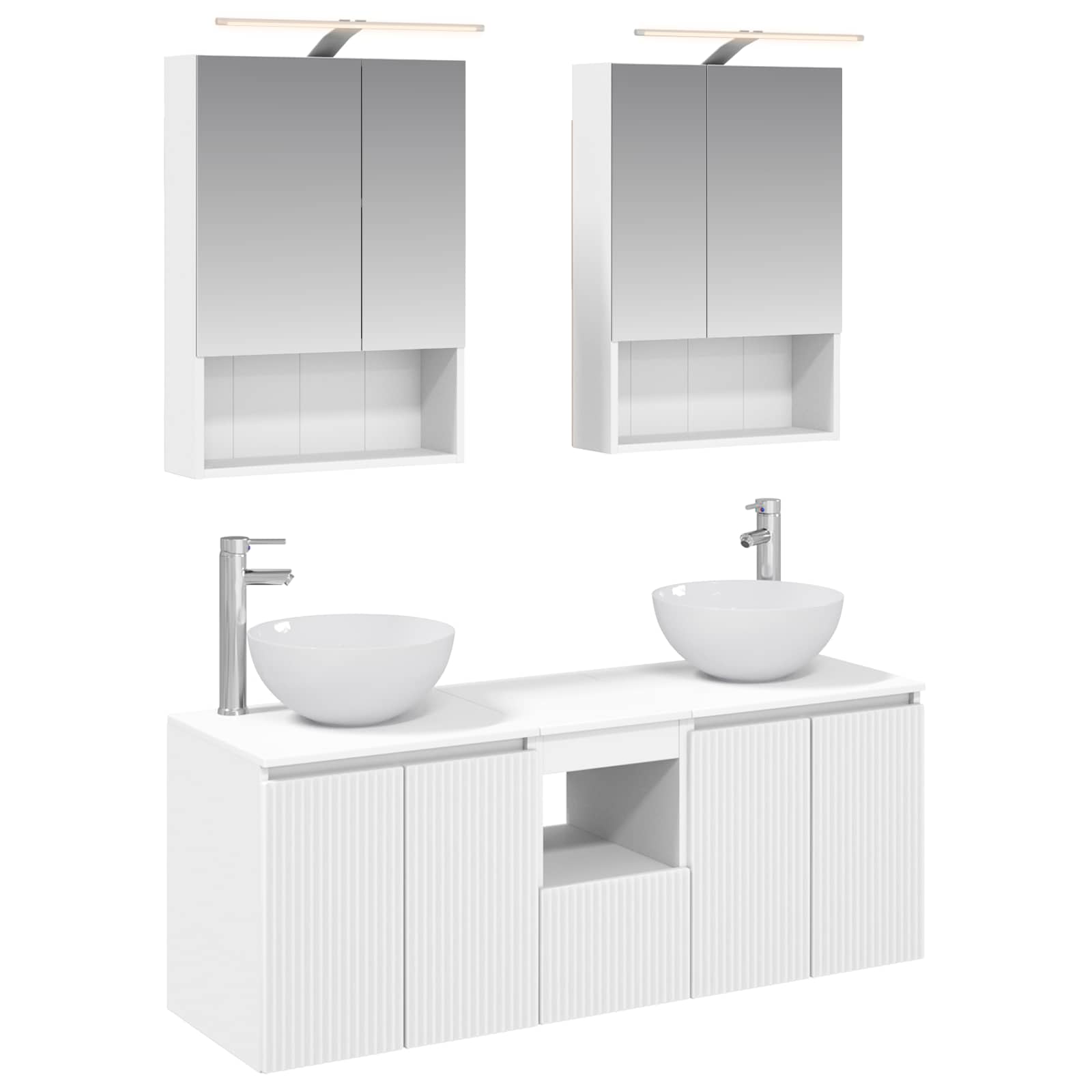vidaXL Badkamerkastenset 5 pcs Wit 50 x 14,5 x 70 cm Bewerkt hout