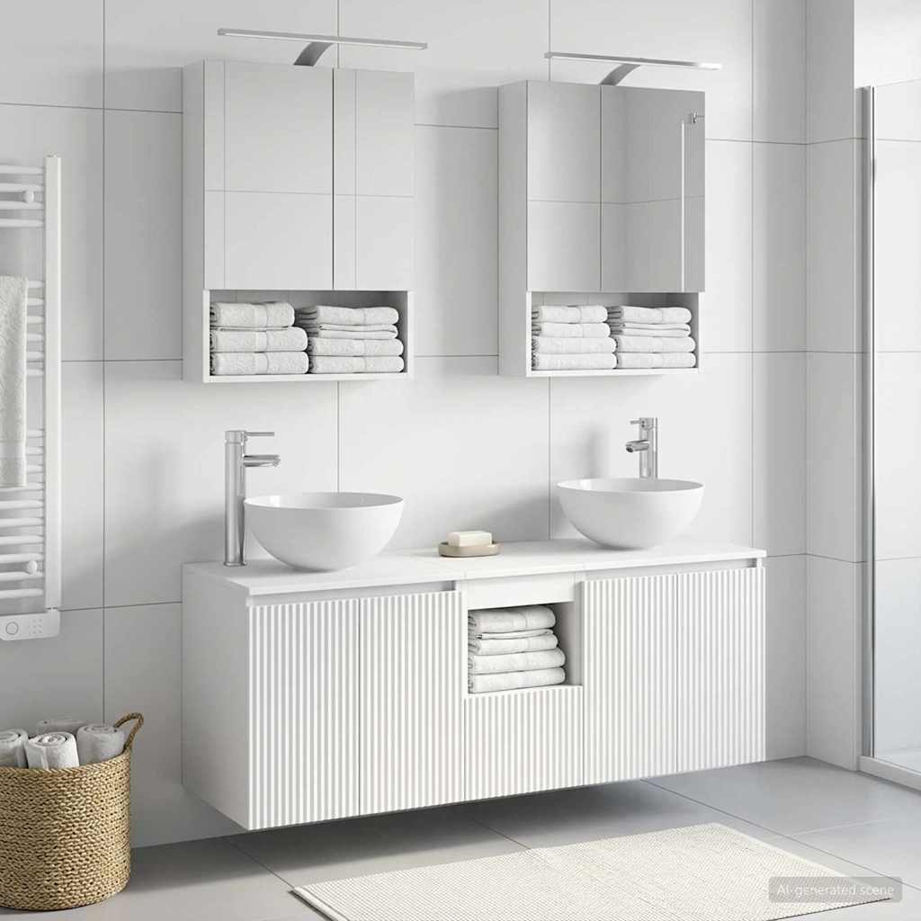 vidaXL Badkamerkastenset 5 pcs Wit 50 x 14,5 x 70 cm Bewerkt hout