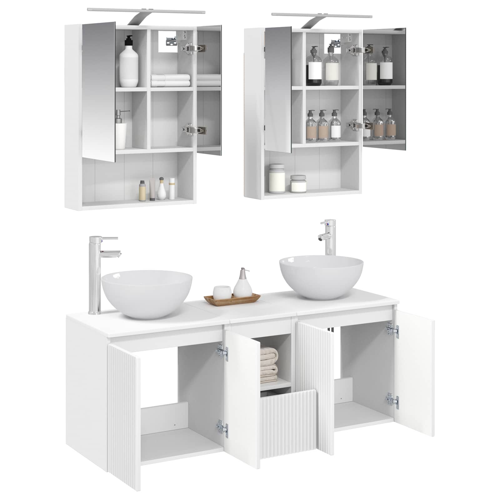 vidaXL Badkamerkastenset 5 pcs Wit 50 x 14,5 x 70 cm Bewerkt hout