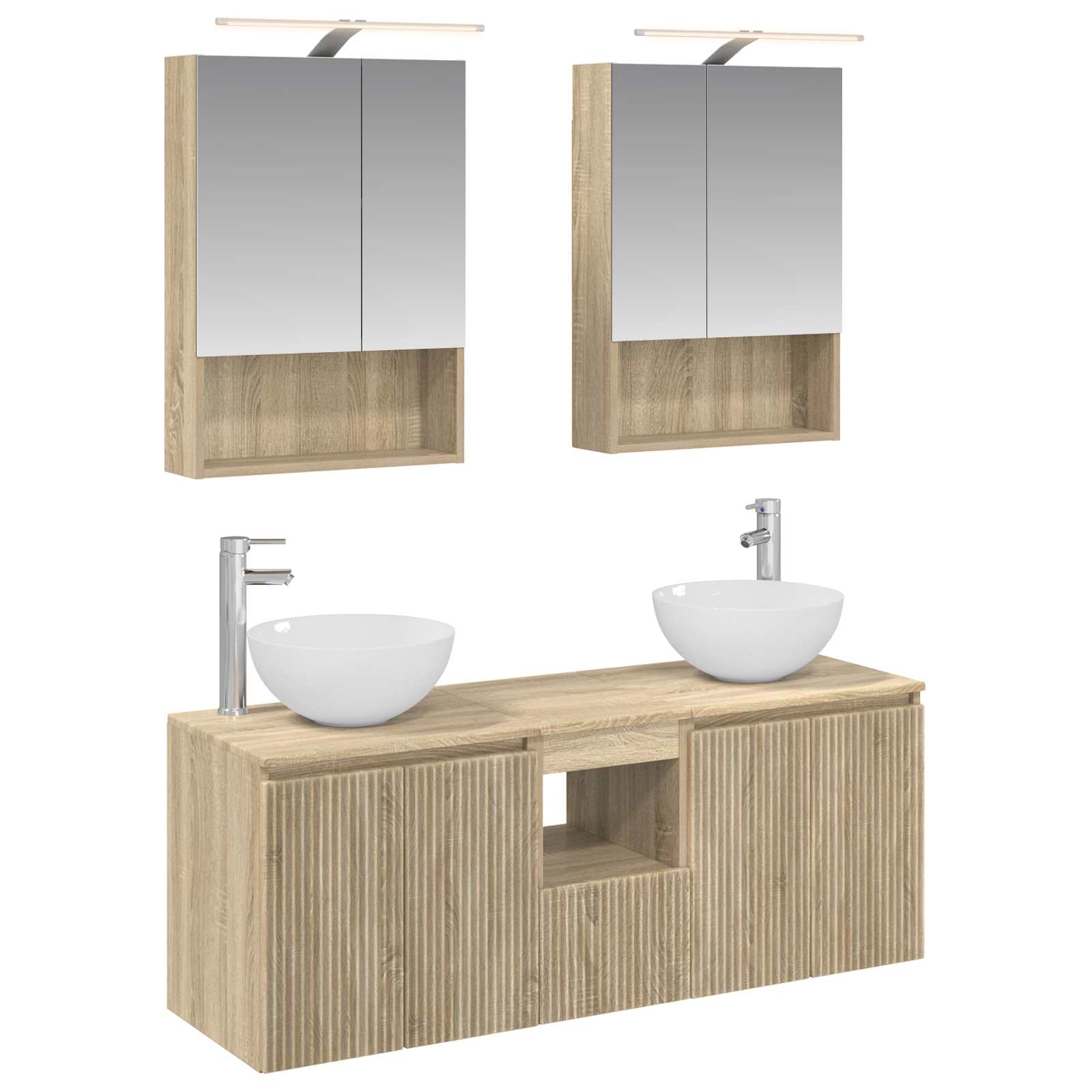 vidaXL Badkamerkastenset 5 pcs Wit 50 x 14,5 x 70 cm Bewerkt hout