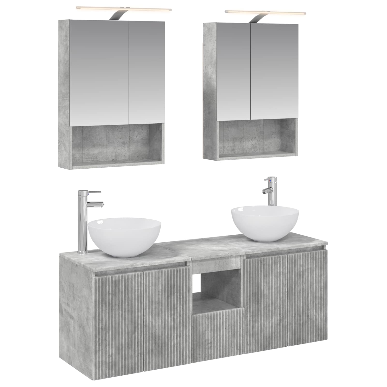 vidaXL Badkamerkastenset 5 pcs Wit 50 x 14,5 x 70 cm Bewerkt hout