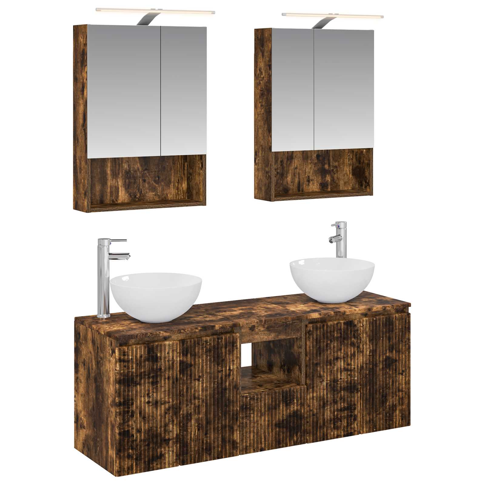 vidaXL Badkamerkastenset 5 pcs Wit 50 x 14,5 x 70 cm Bewerkt hout