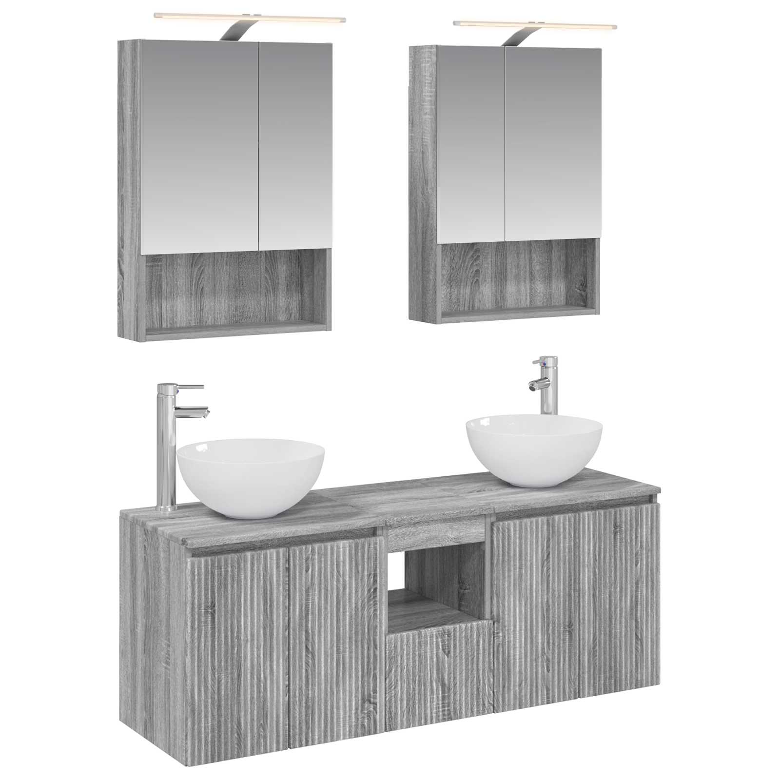 vidaXL Badkamerkastenset 5 pcs Wit 50 x 14,5 x 70 cm Bewerkt hout