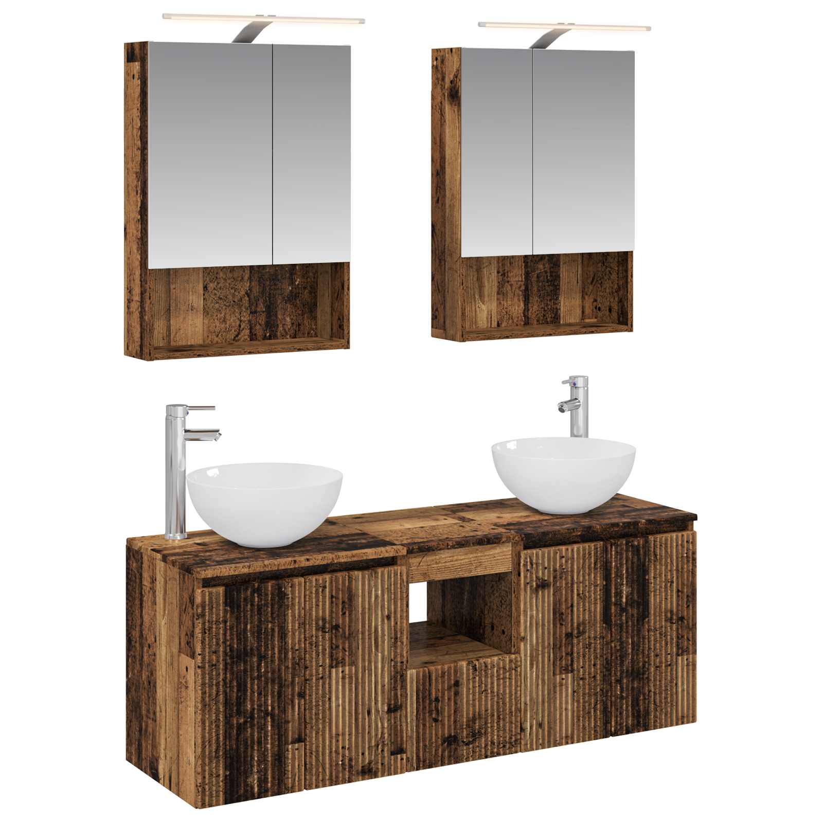 vidaXL Badkamerkastenset 5 pcs Wit 50 x 14,5 x 70 cm Bewerkt hout