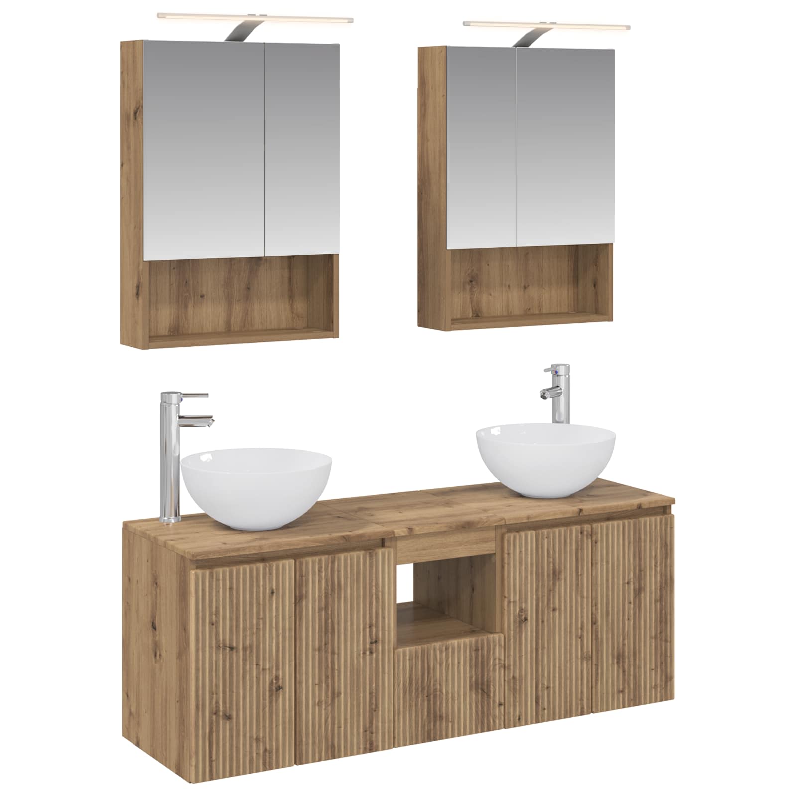 vidaXL Badkamerkastenset 5 pcs Wit 50 x 14,5 x 70 cm Bewerkt hout