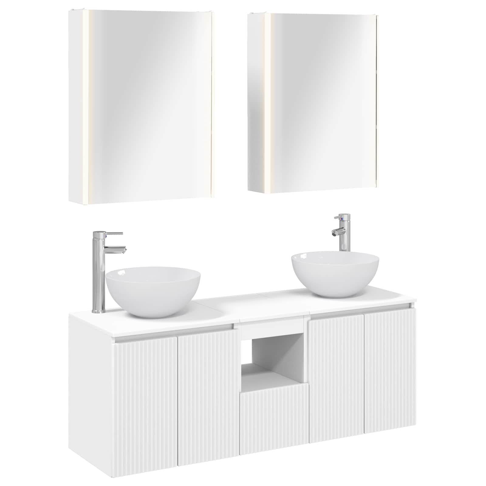 vidaXL Badkamerkastenset 5 pcs Wit 53 x 15,5 x 70 cm Bewerkt hout