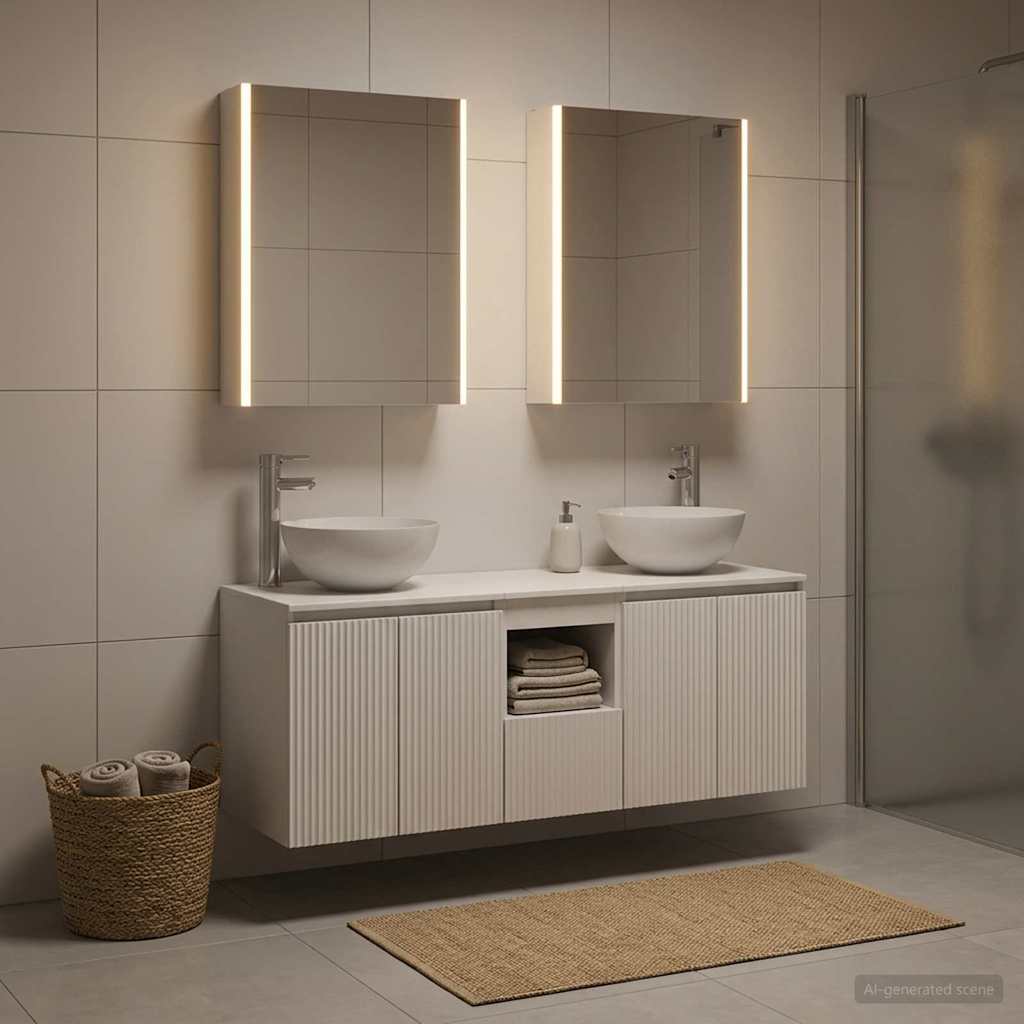 vidaXL Badkamerkastenset 5 pcs Wit 53 x 15,5 x 70 cm Bewerkt hout