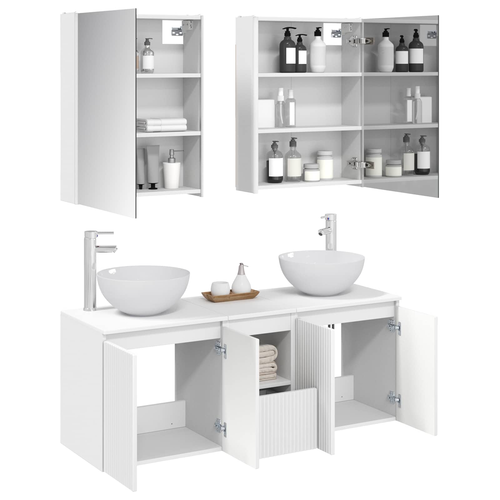 vidaXL Badkamerkastenset 5 pcs Wit 53 x 15,5 x 70 cm Bewerkt hout