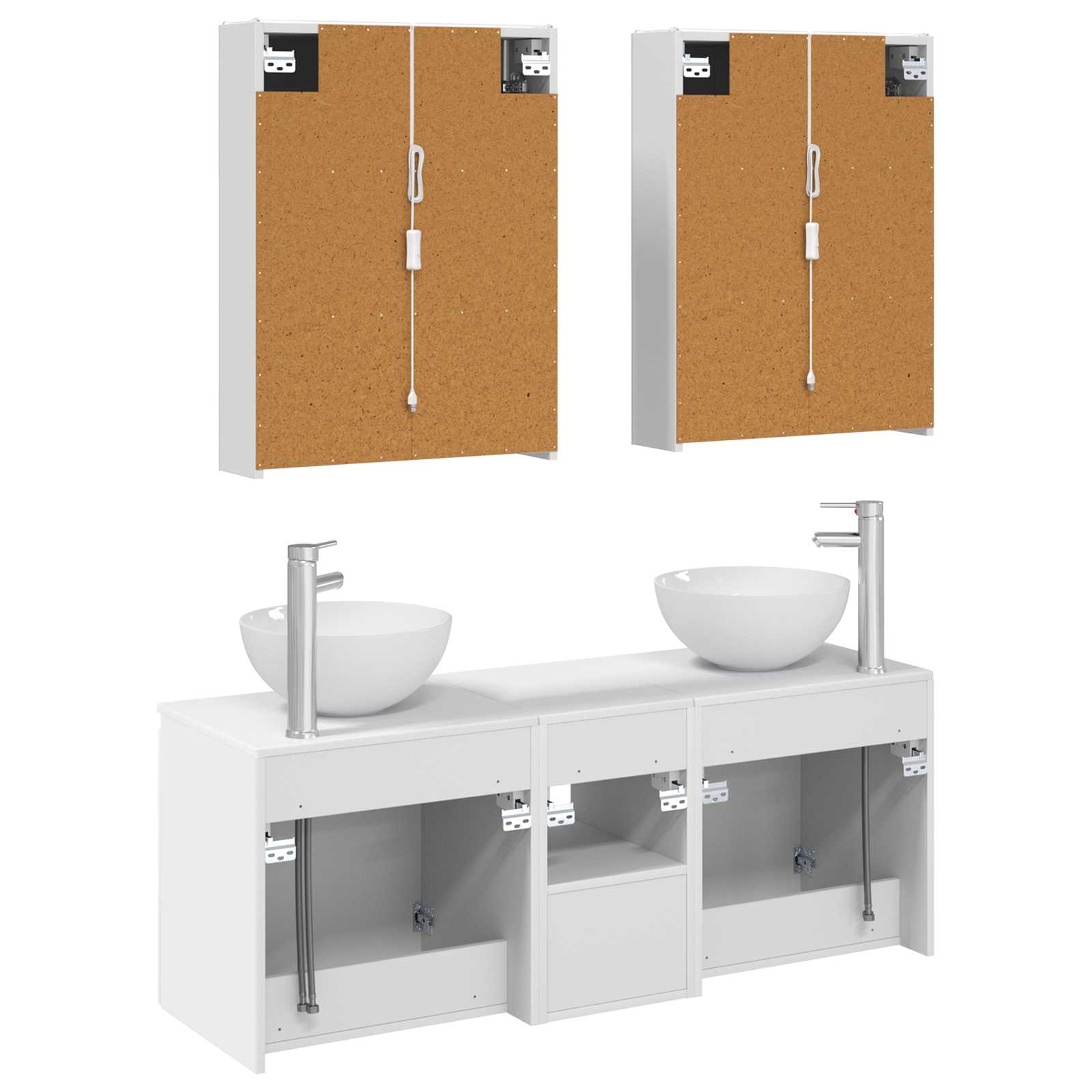vidaXL Badkamerkastenset 5 pcs Wit 53 x 15,5 x 70 cm Bewerkt hout
