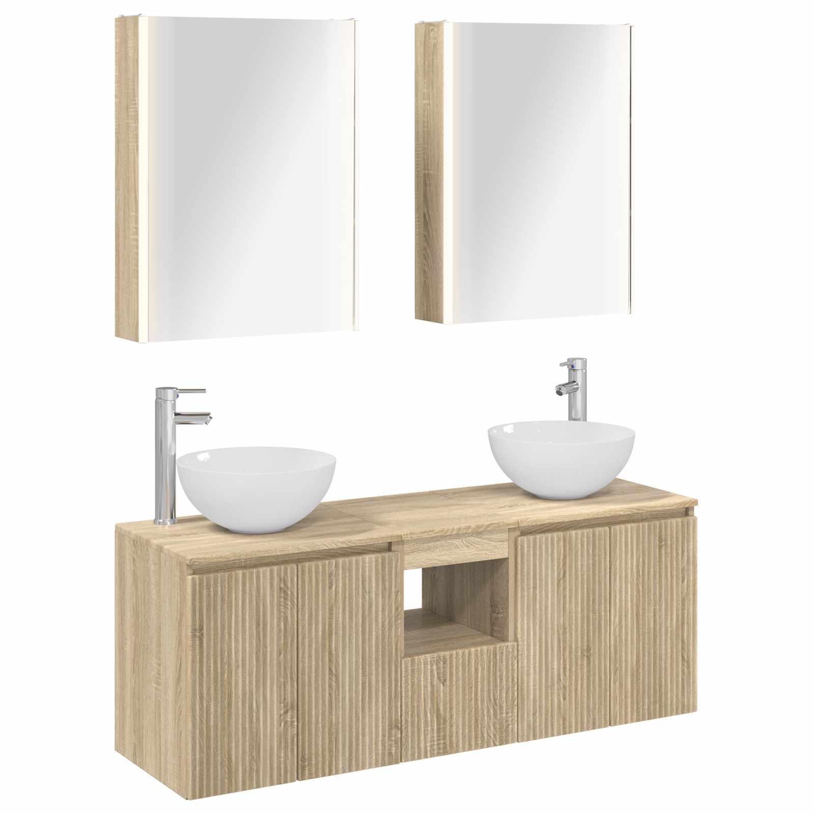 vidaXL Badkamerkastenset 5 pcs Wit 53 x 15,5 x 70 cm Bewerkt hout