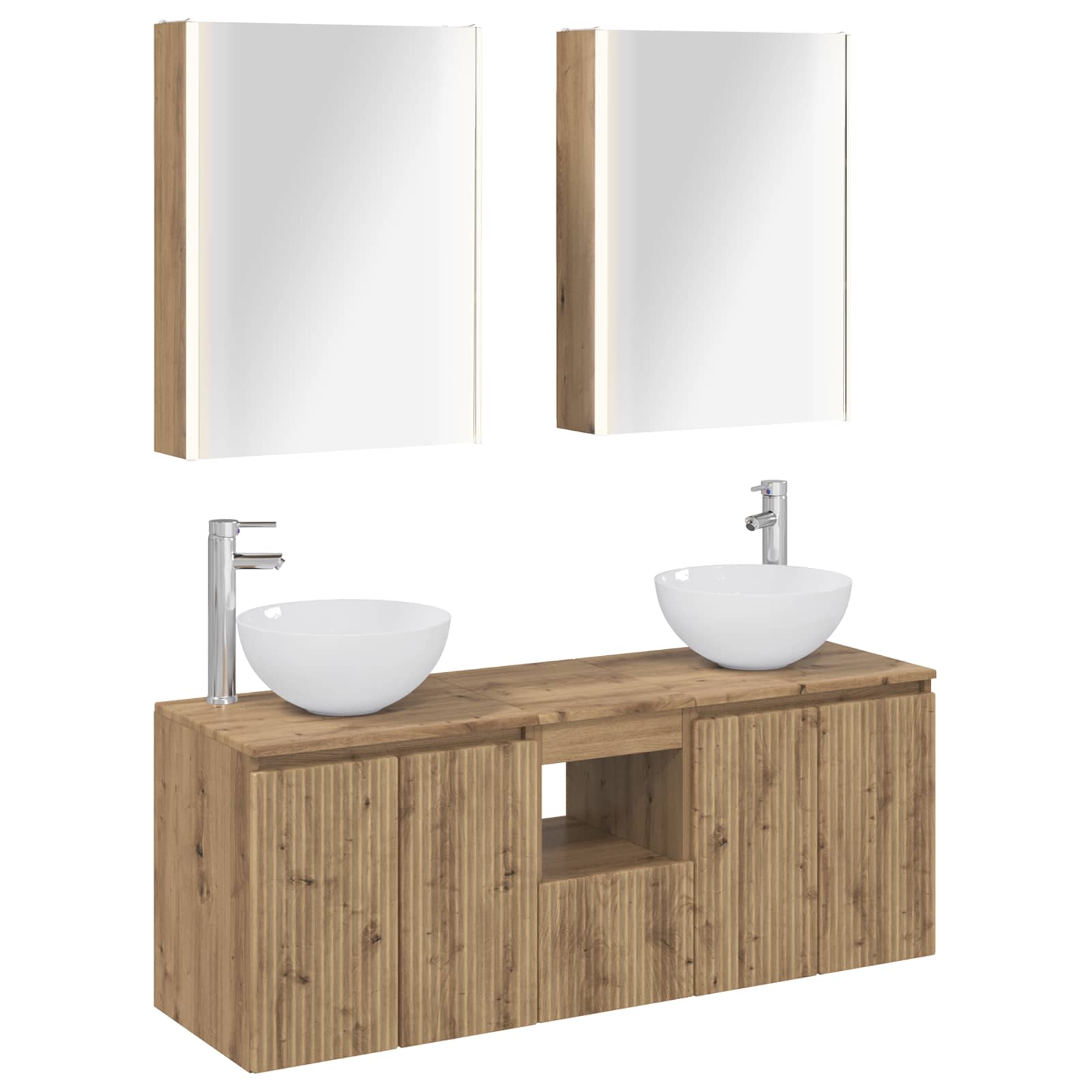 vidaXL Badkamerkastenset 5 pcs Wit 53 x 15,5 x 70 cm Bewerkt hout