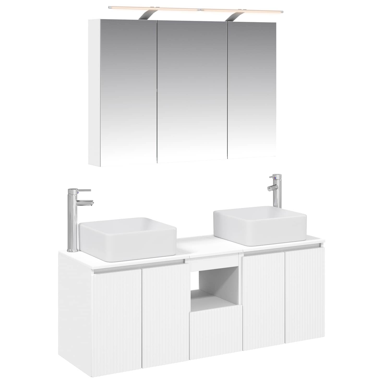 vidaXL Badkamerkastenset 4 pcs Wit 100 x 14,5 x 70 cm Bewerkt hout