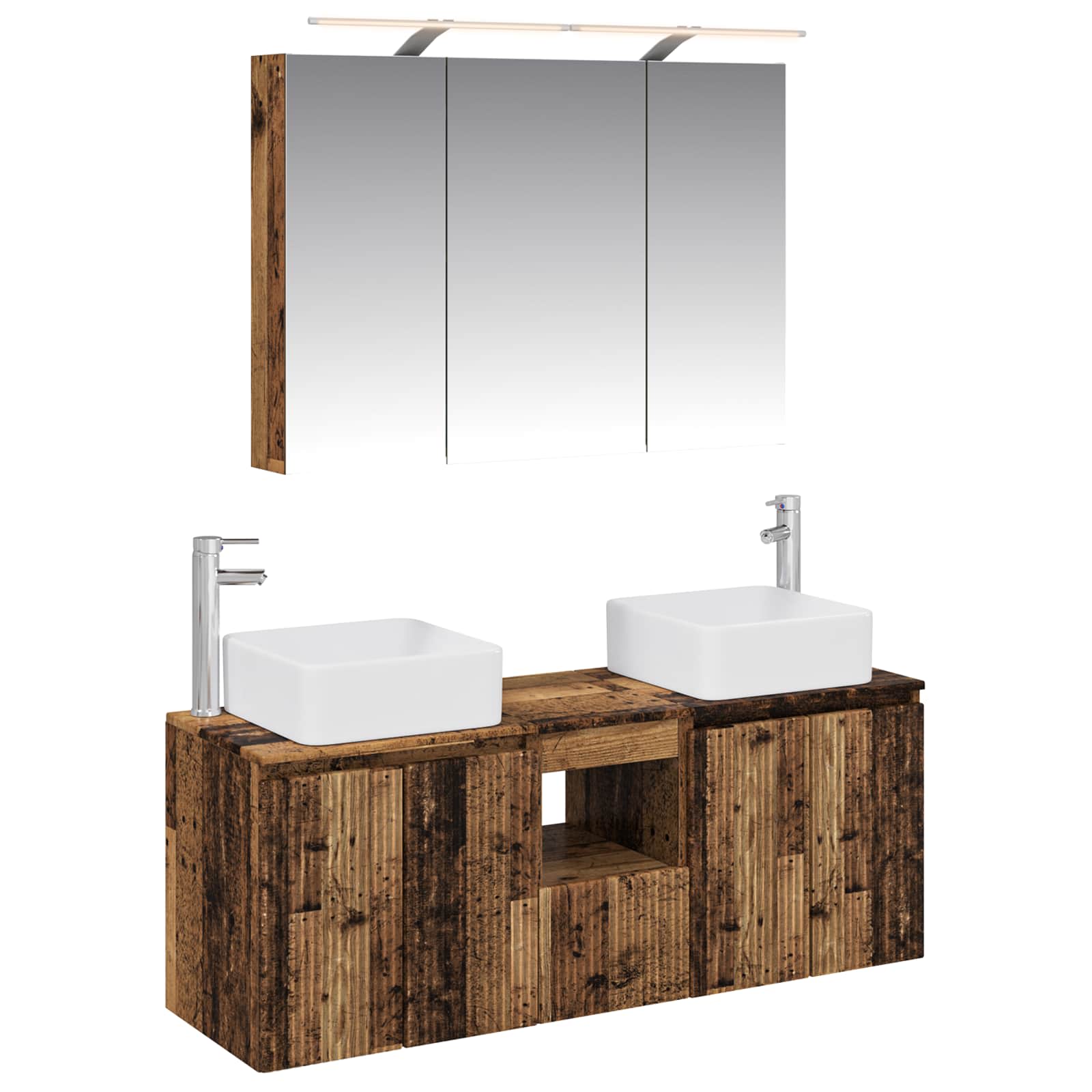 vidaXL Badkamerkastenset 4 pcs Wit 100 x 14,5 x 70 cm Bewerkt hout