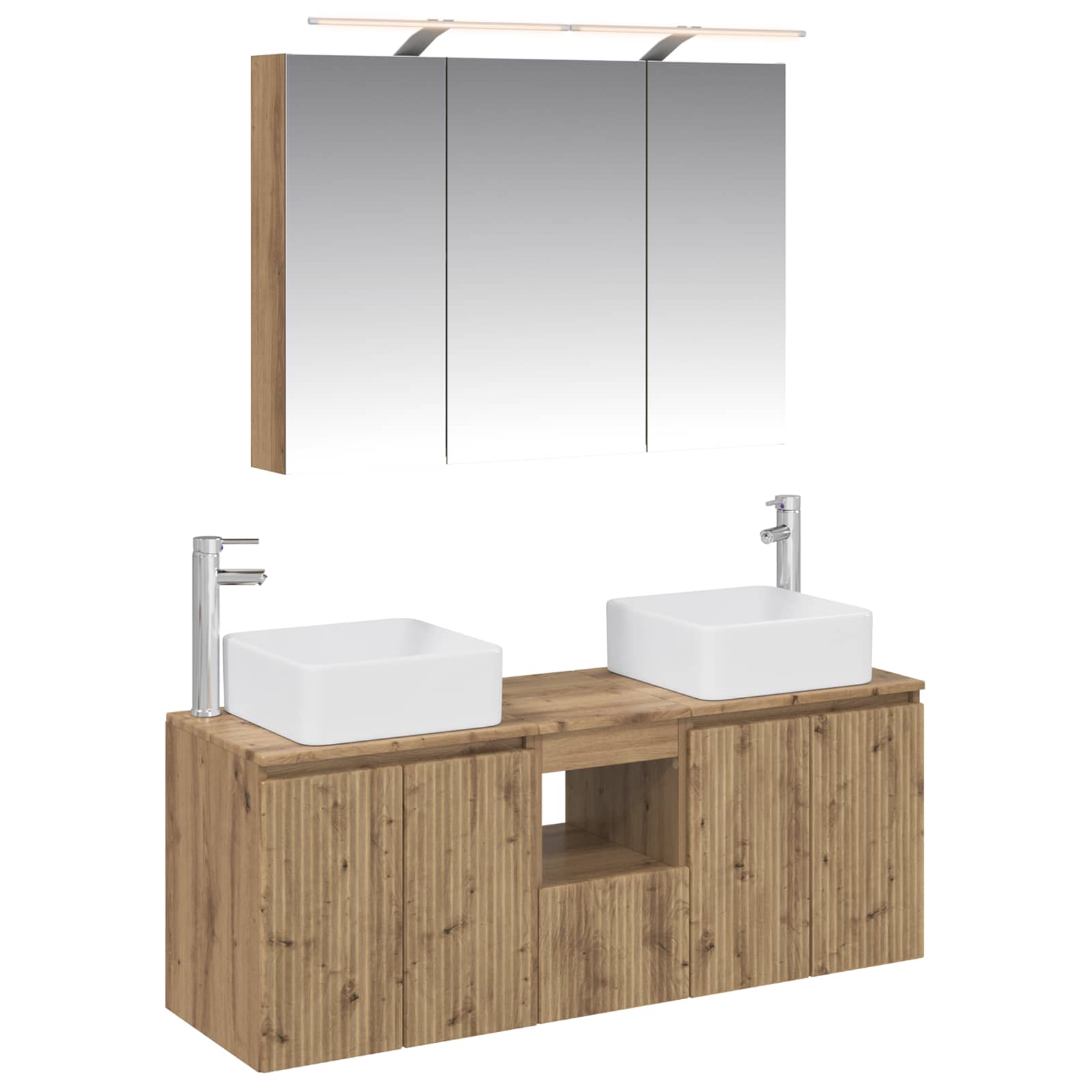 vidaXL Badkamerkastenset 4 pcs Wit 100 x 14,5 x 70 cm Bewerkt hout