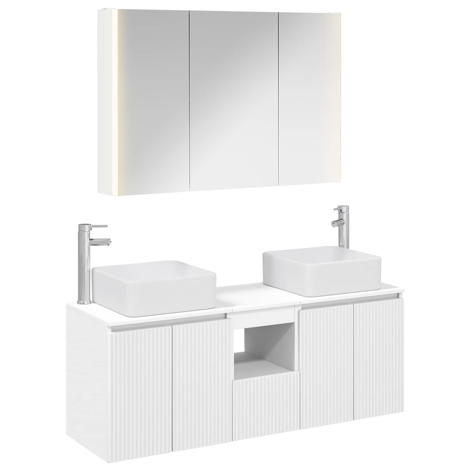 vidaXL Badkamerkastenset 4 pcs Wit Bewerkt hout