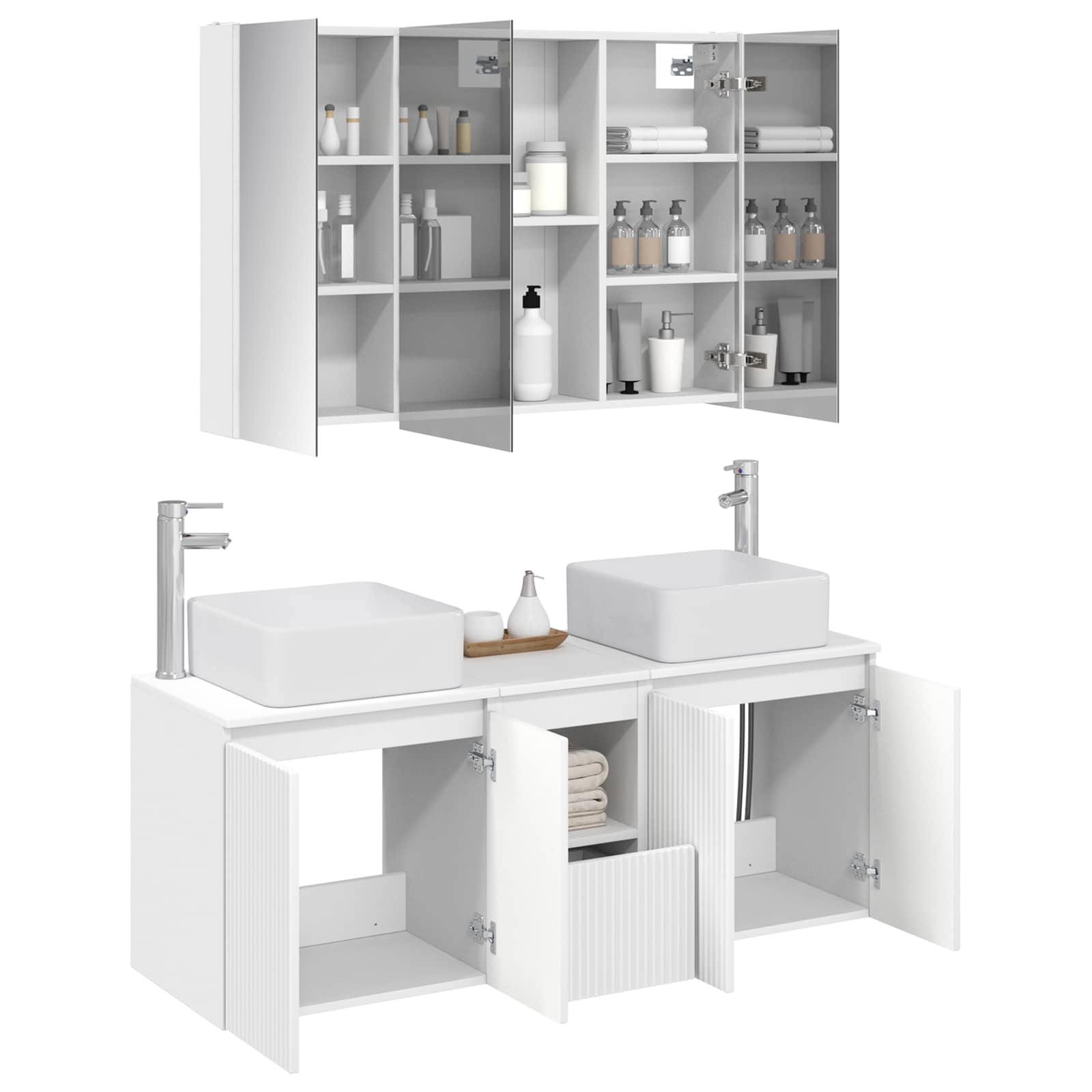 vidaXL Badkamerkastenset 4 pcs Wit Bewerkt hout