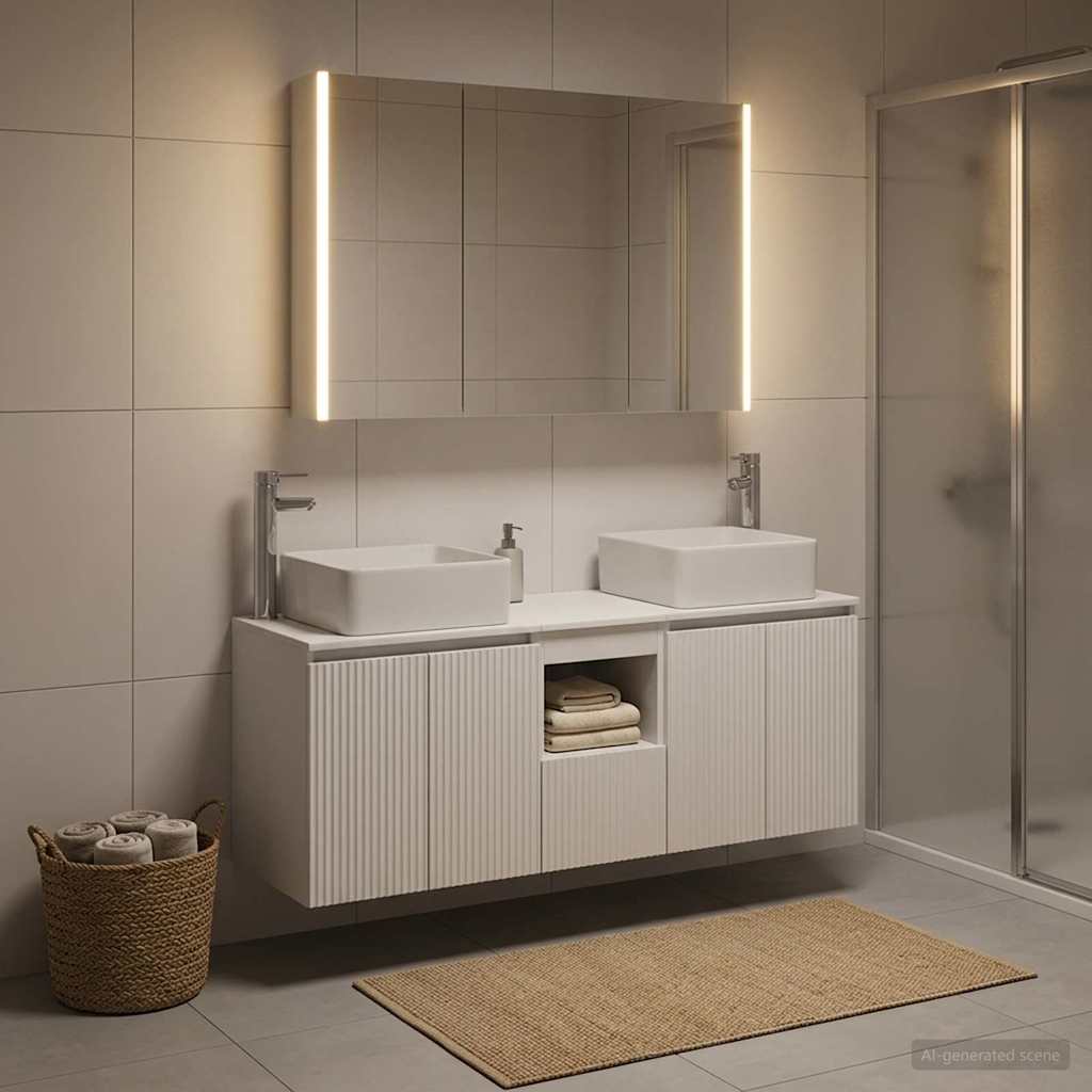 vidaXL Badkamerkastenset 4 pcs Wit Bewerkt hout