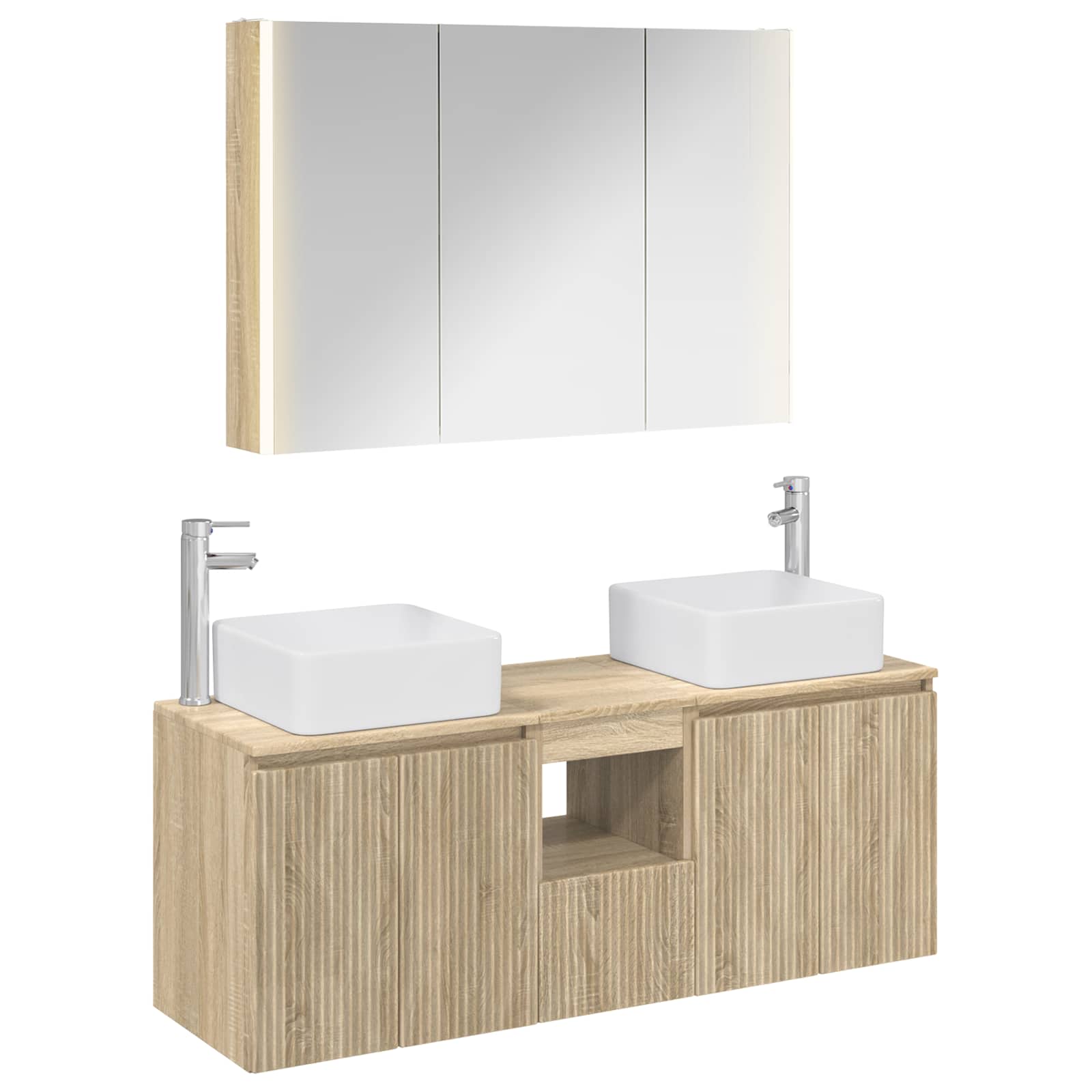 vidaXL Badkamerkastenset 4 pcs Wit Bewerkt hout