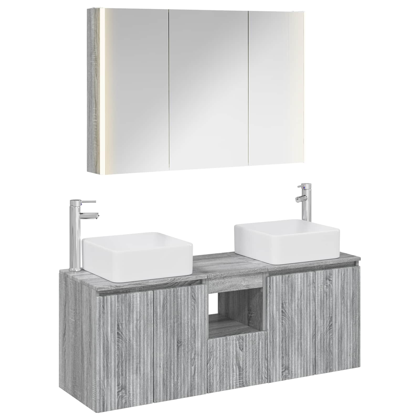 vidaXL Badkamerkastenset 4 pcs Wit Bewerkt hout