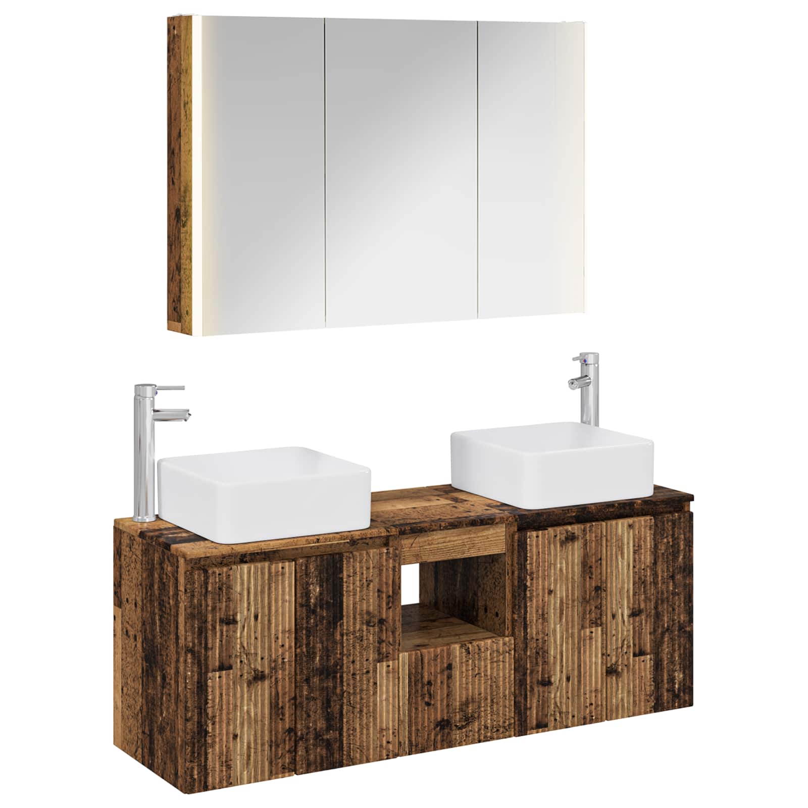 vidaXL Badkamerkastenset 4 pcs Wit Bewerkt hout