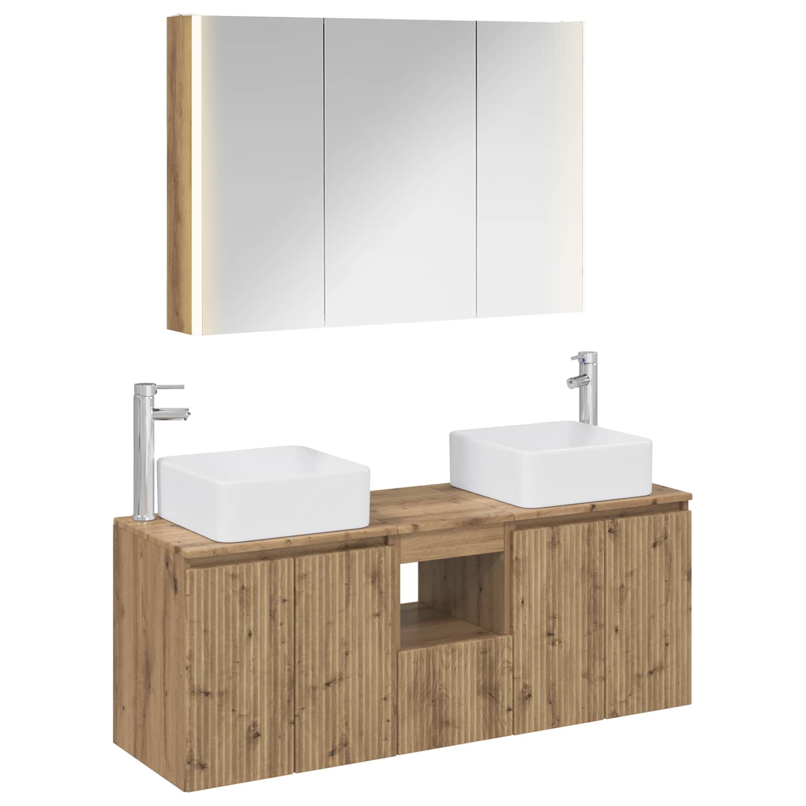 vidaXL Badkamerkastenset 4 pcs Wit Bewerkt hout