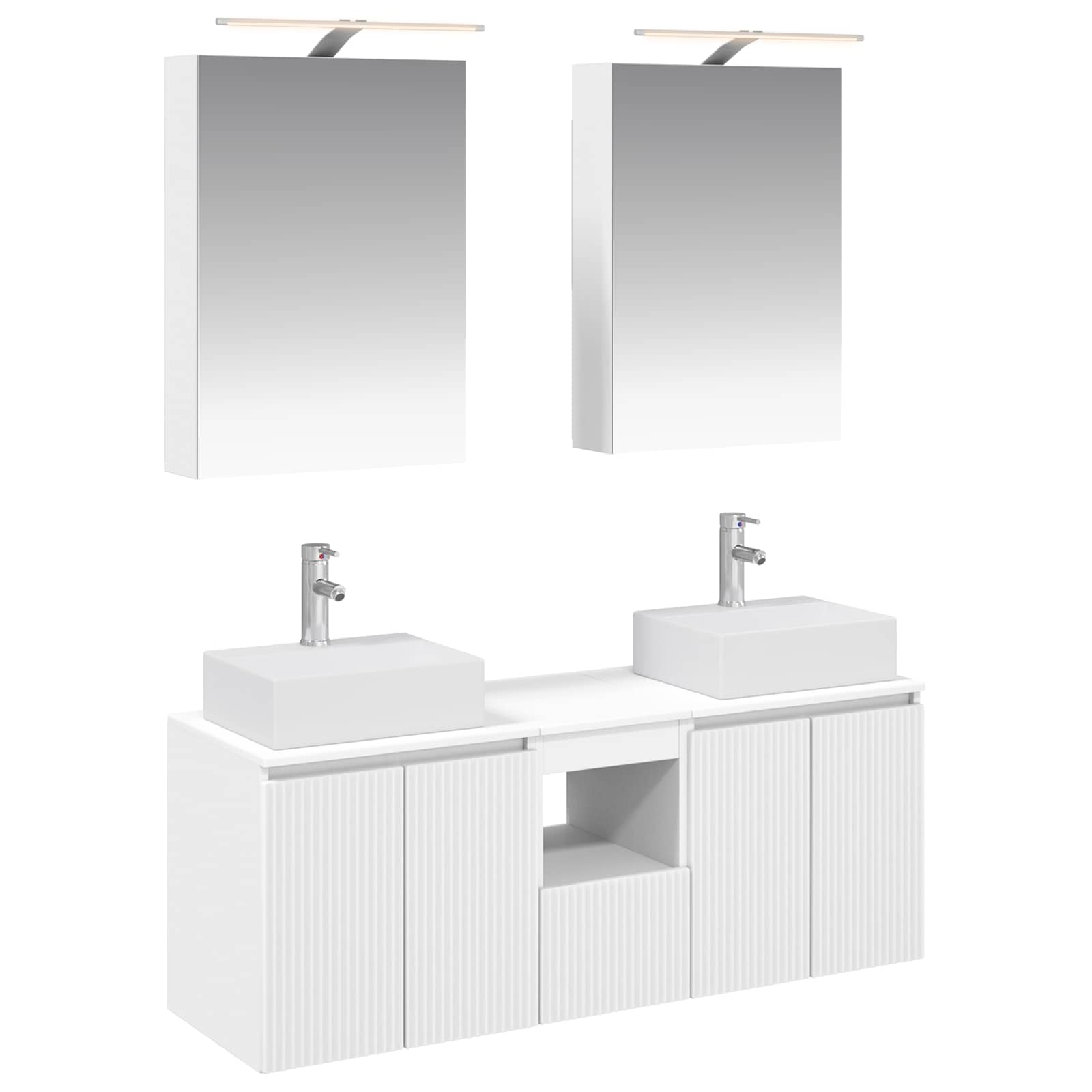 vidaXL Badkamerkastenset 5 pcs Wit Bewerkt hout