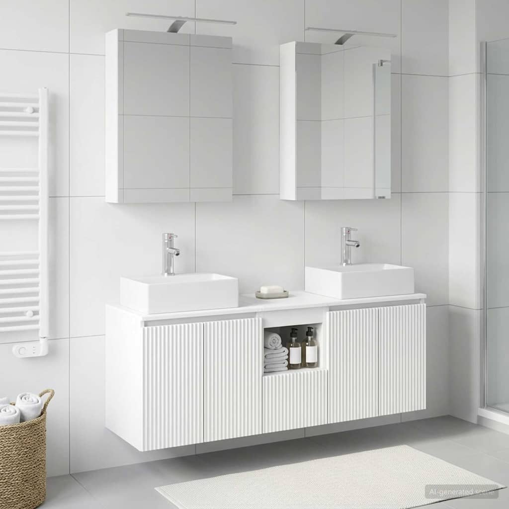 vidaXL Badkamerkastenset 5 pcs Wit Bewerkt hout