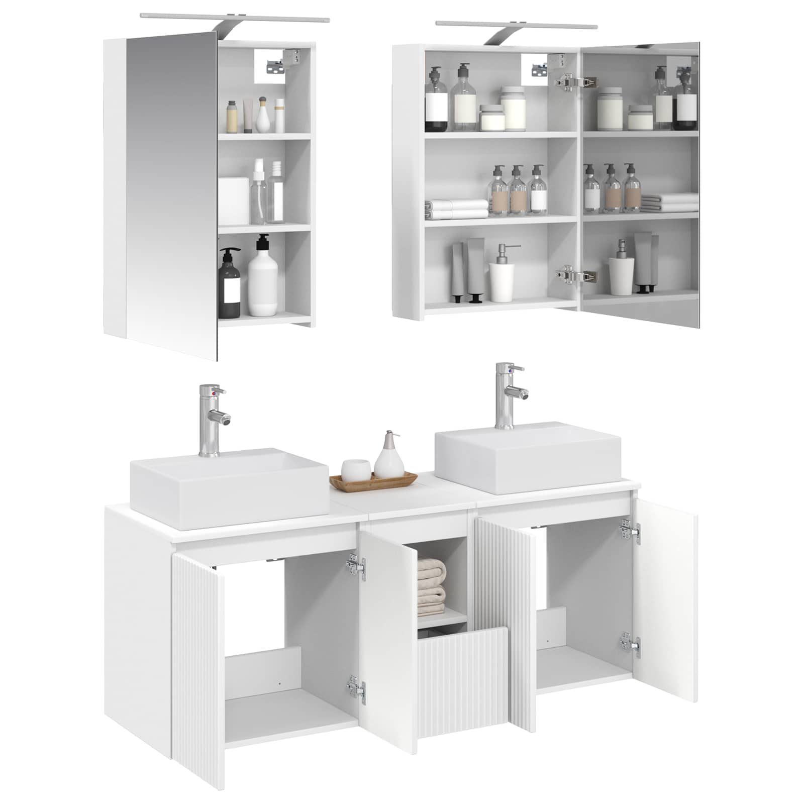 vidaXL Badkamerkastenset 5 pcs Wit Bewerkt hout