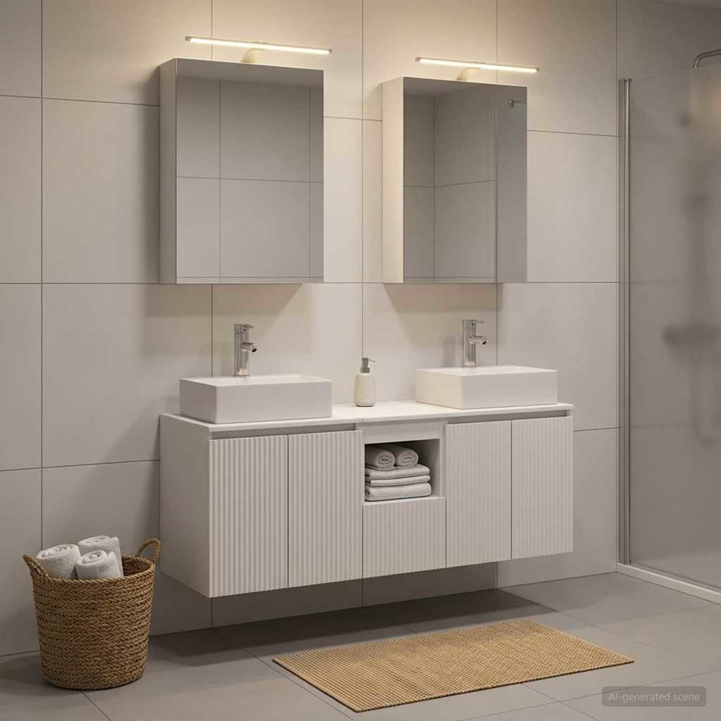 vidaXL Badkamerkastenset 5 pcs Wit Bewerkt hout