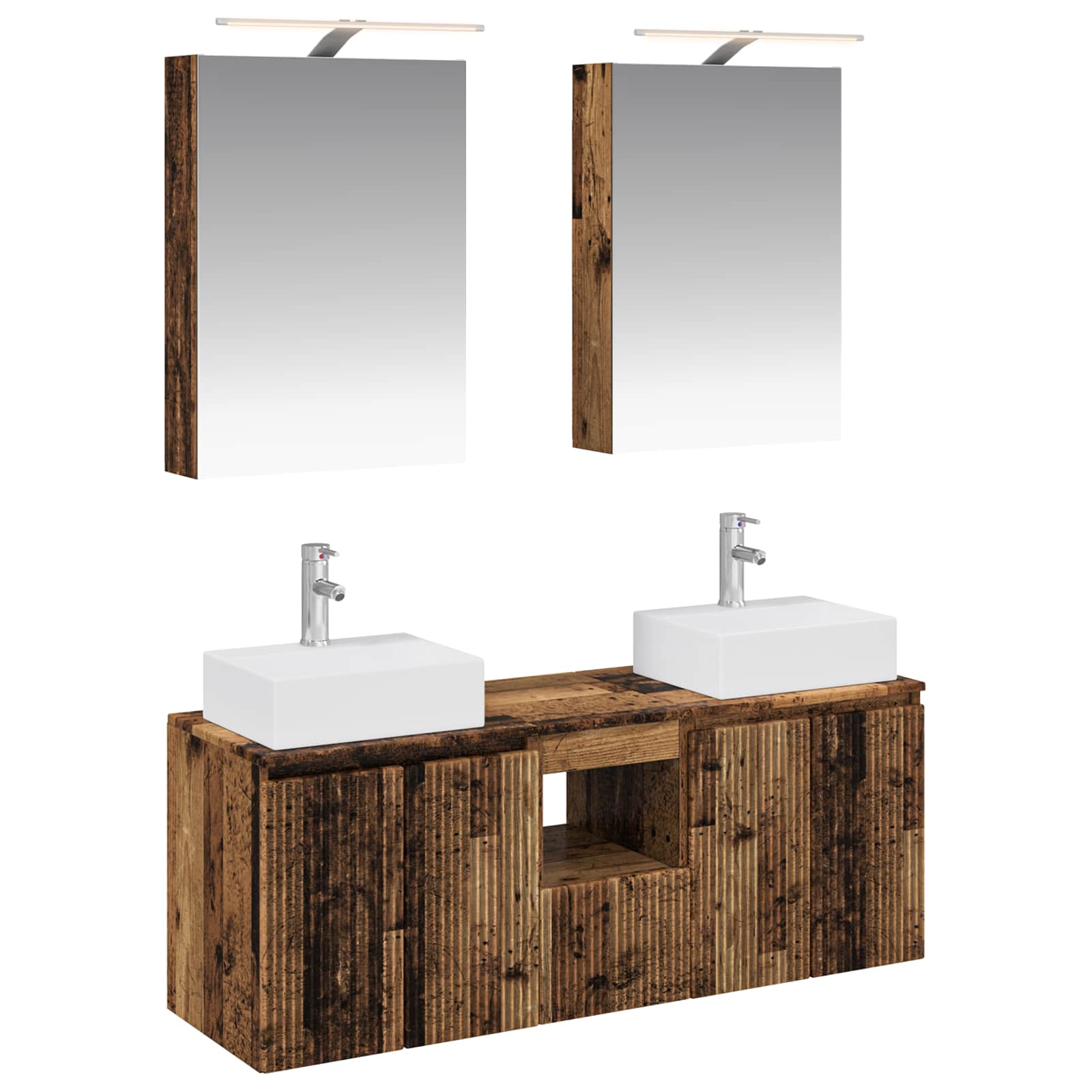 vidaXL Badkamerkastenset 5 pcs Wit Bewerkt hout