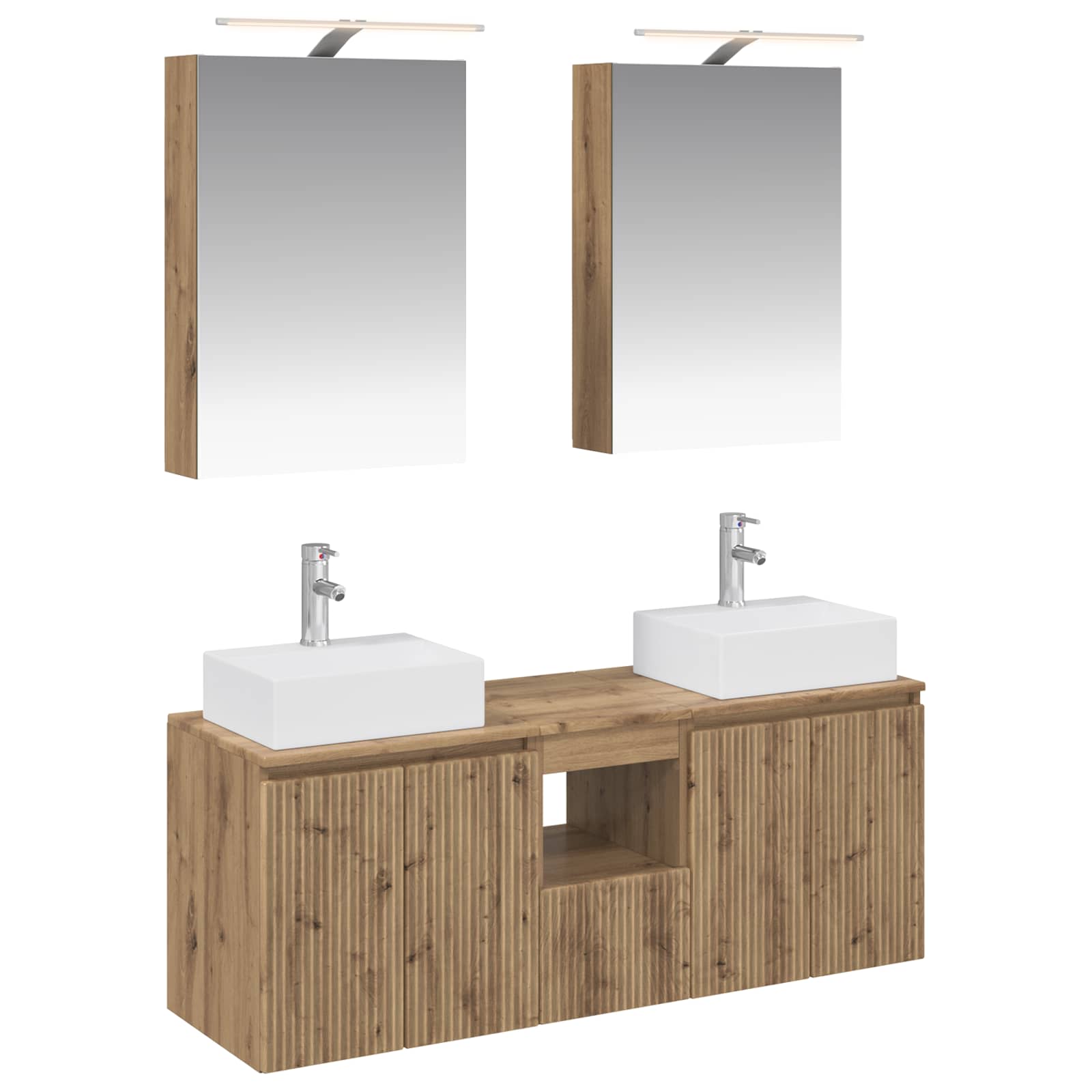 vidaXL Badkamerkastenset 5 pcs Wit Bewerkt hout