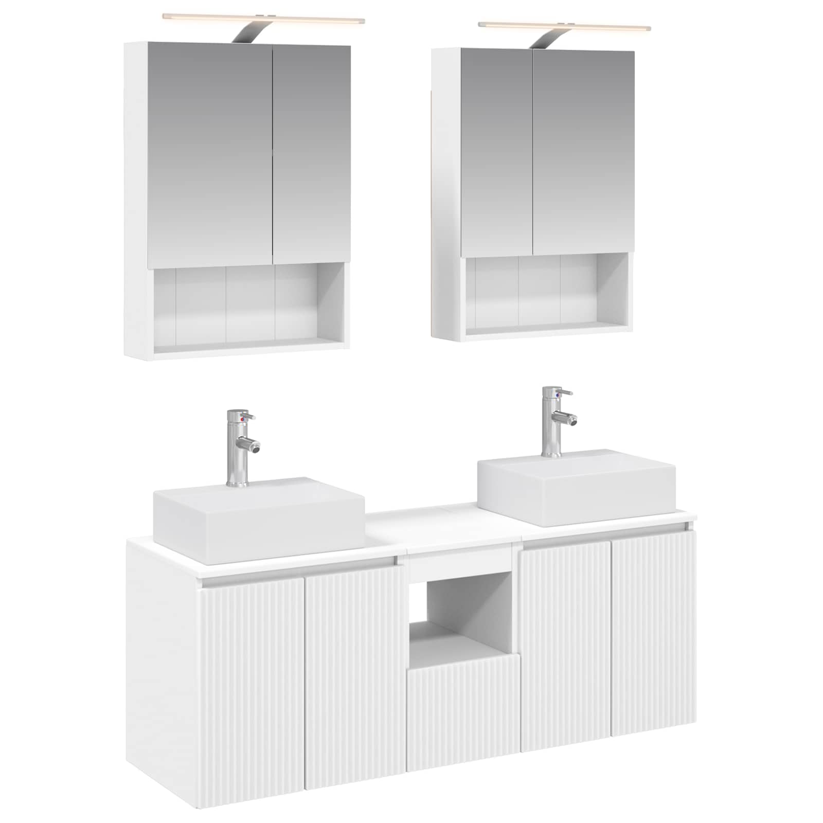 vidaXL Badkamerkastenset 5 pcs Wit Bewerkt hout