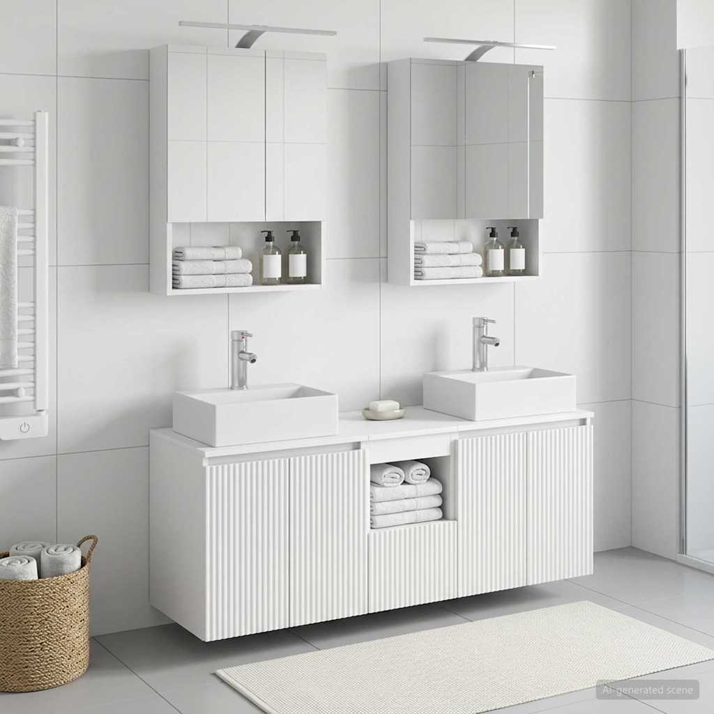 vidaXL Badkamerkastenset 5 pcs Wit Bewerkt hout