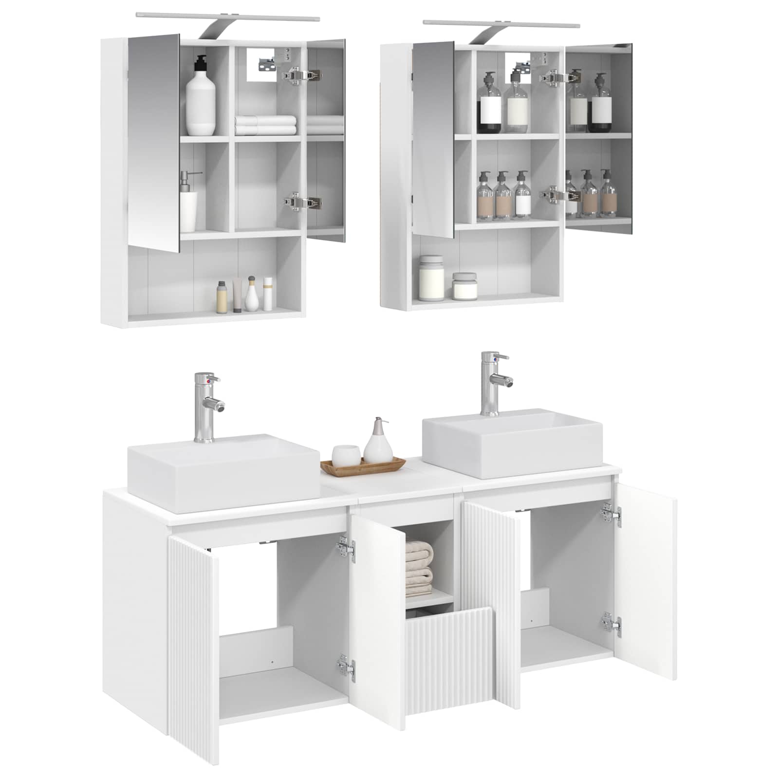 vidaXL Badkamerkastenset 5 pcs Wit Bewerkt hout