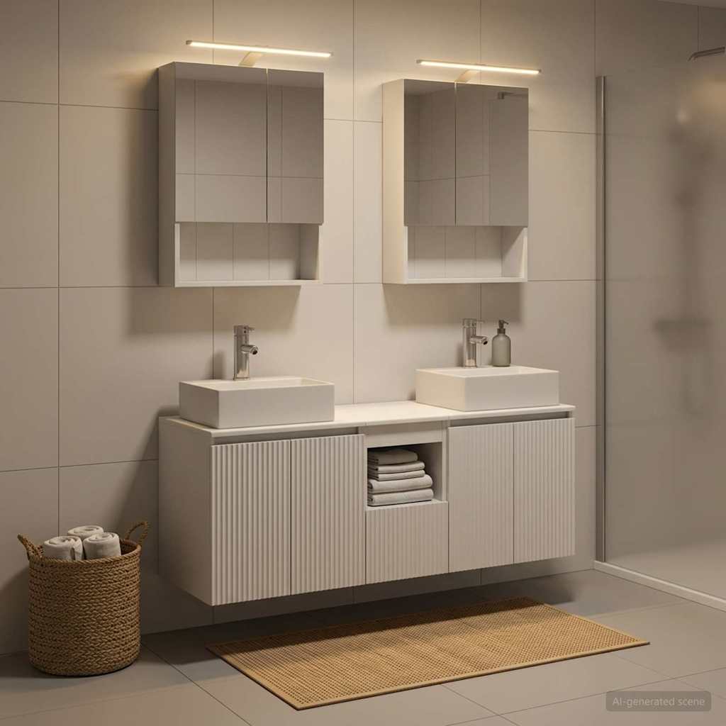 vidaXL Badkamerkastenset 5 pcs Wit Bewerkt hout