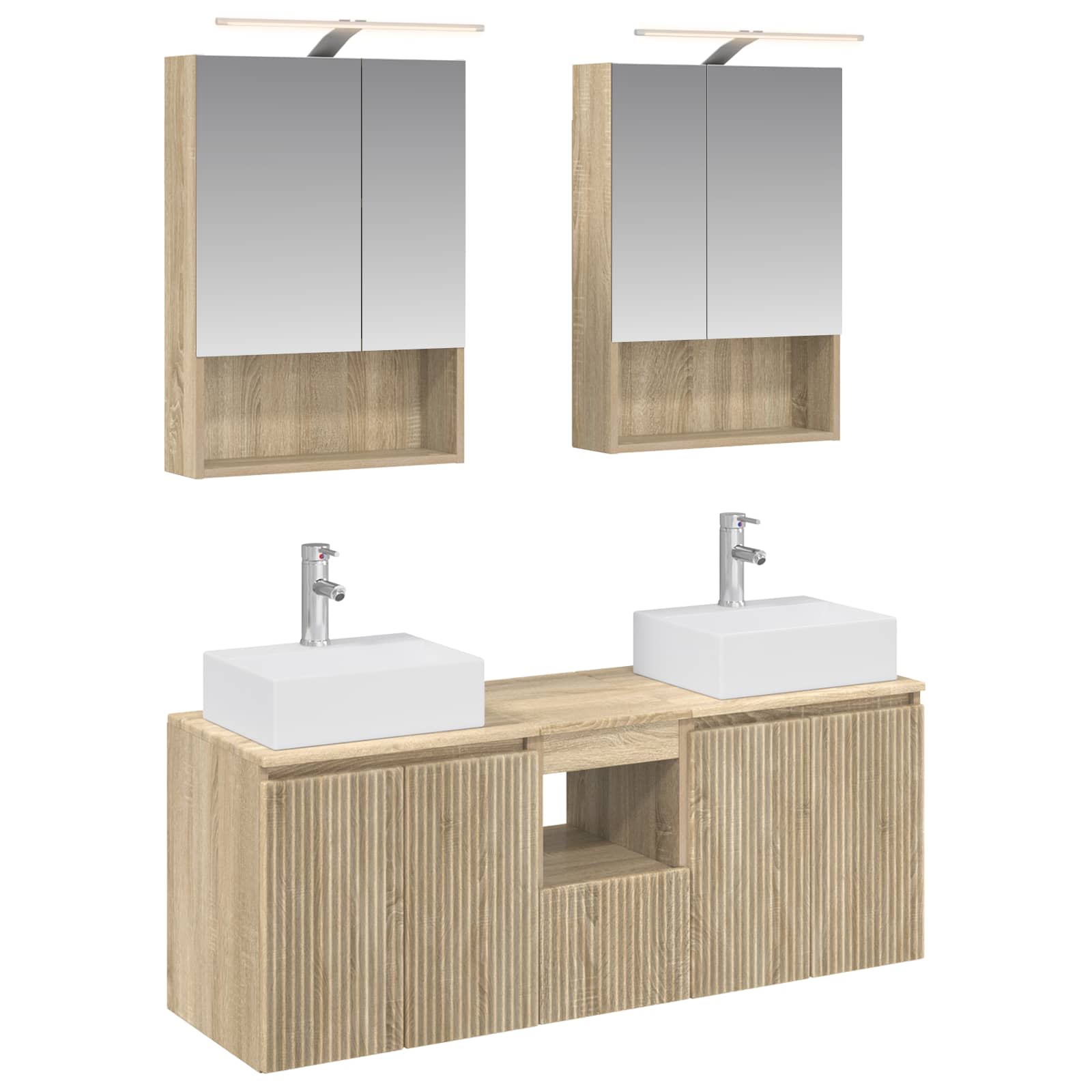 vidaXL Badkamerkastenset 5 pcs Wit Bewerkt hout