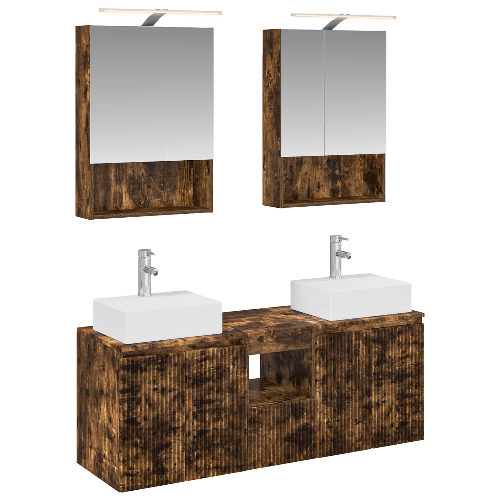 vidaXL Badkamerkastenset 5 pcs Wit Bewerkt hout