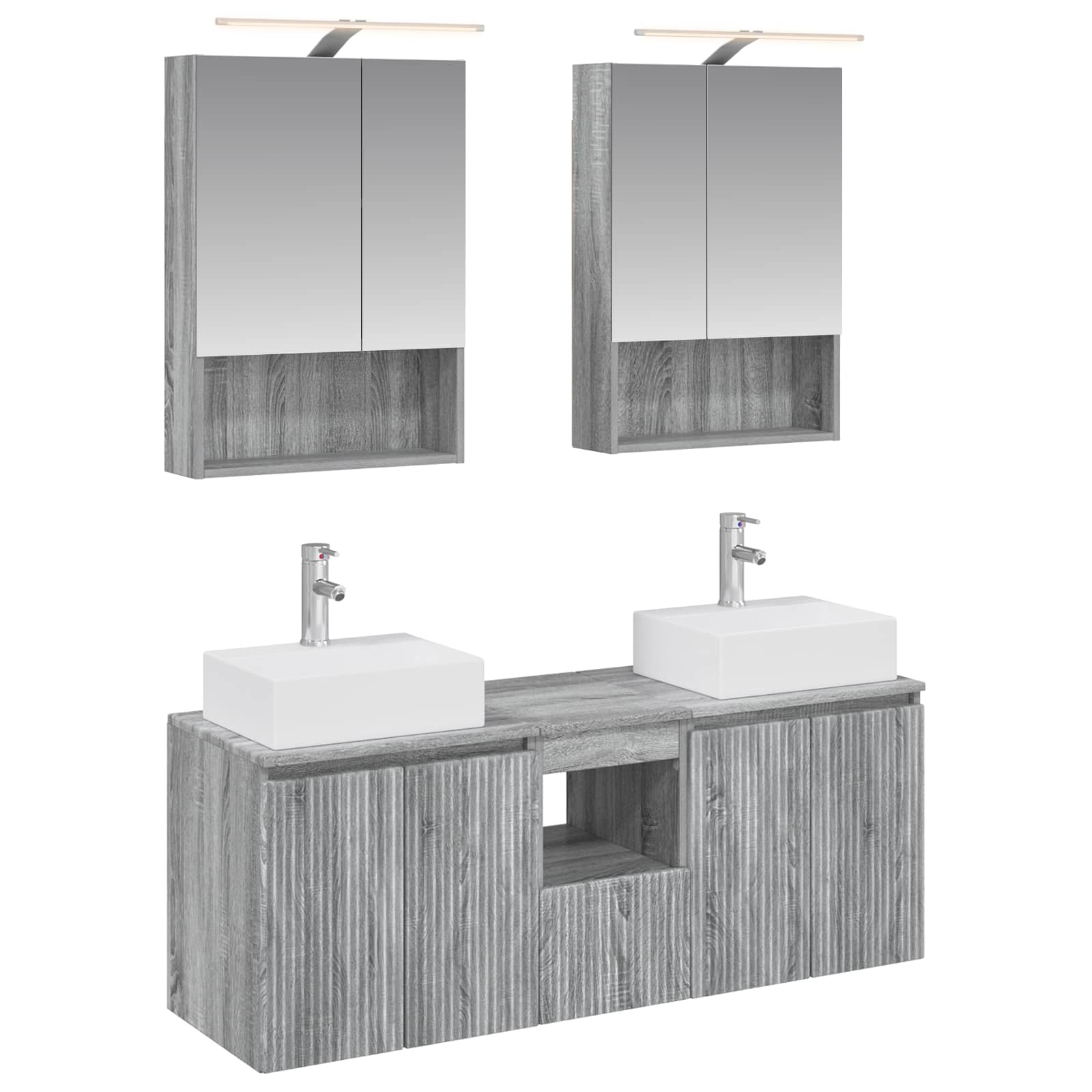 vidaXL Badkamerkastenset 5 pcs Wit Bewerkt hout