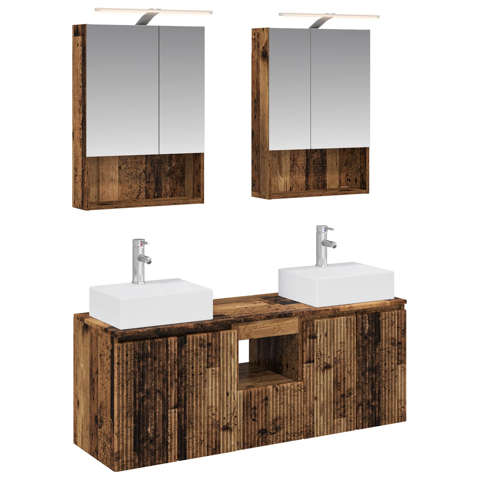 vidaXL Badkamerkastenset 5 pcs Wit Bewerkt hout